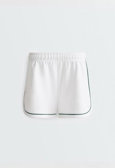 Cotton piqué shorts with piping — WHITE  8