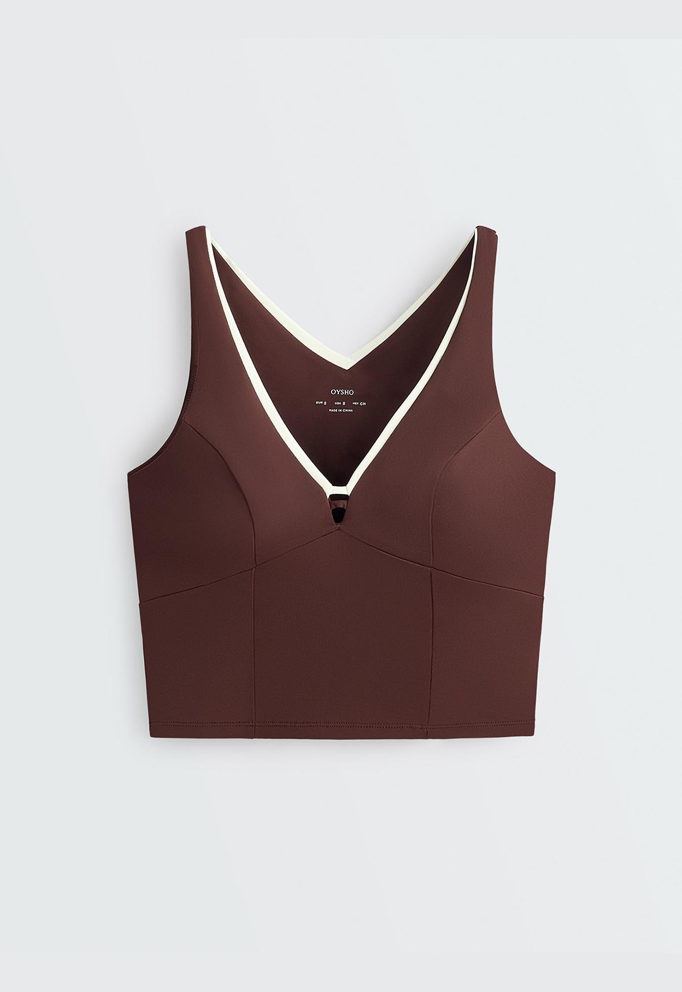 Comfortlux V-neck strappy tank top — CHOCOLATE