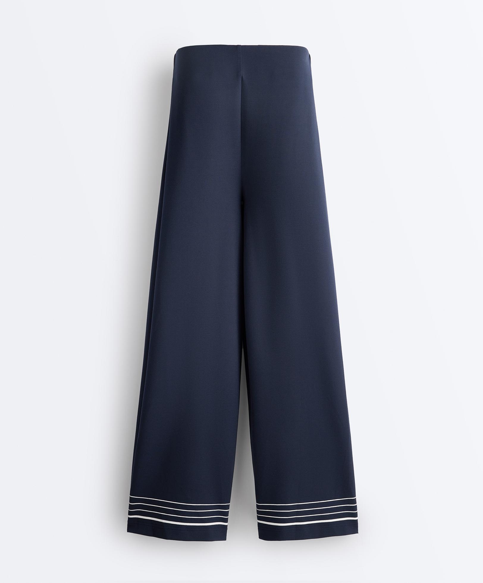 Soft-touch modal trousers with sailor stripe detail — NAVY BLUE