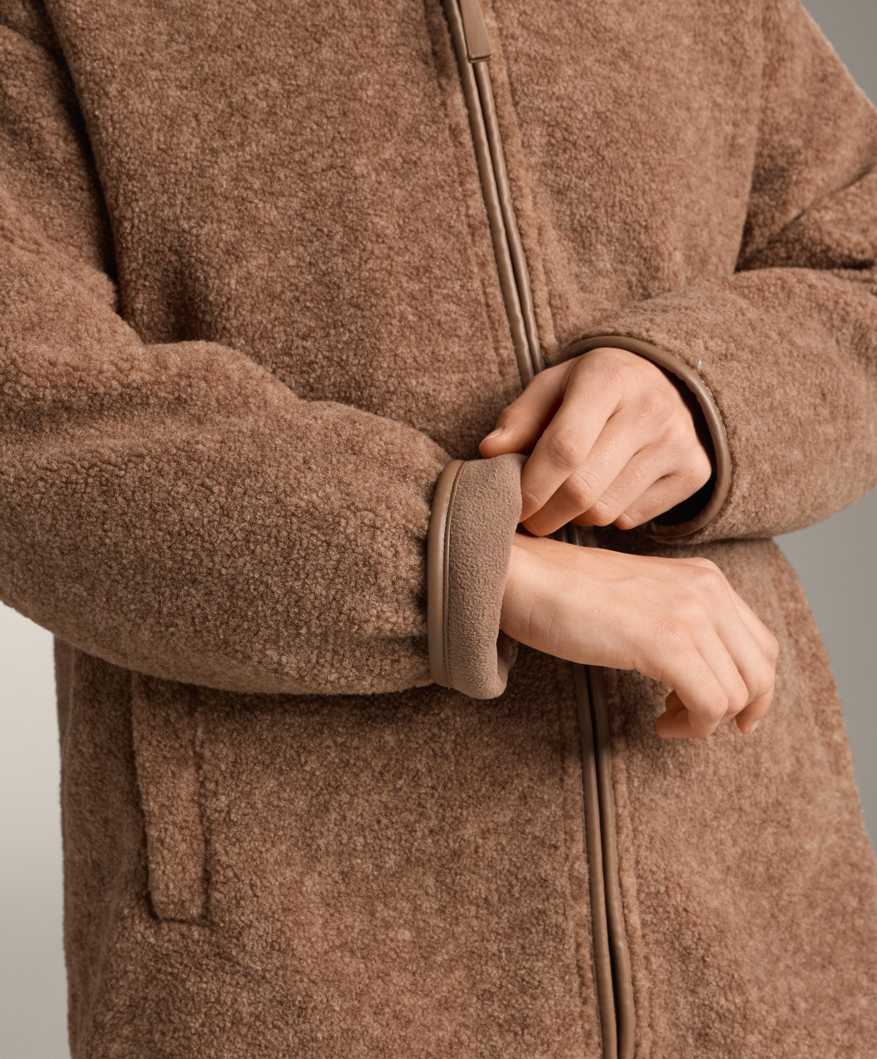 Long faux-shearling jacket — TAN MELANGE