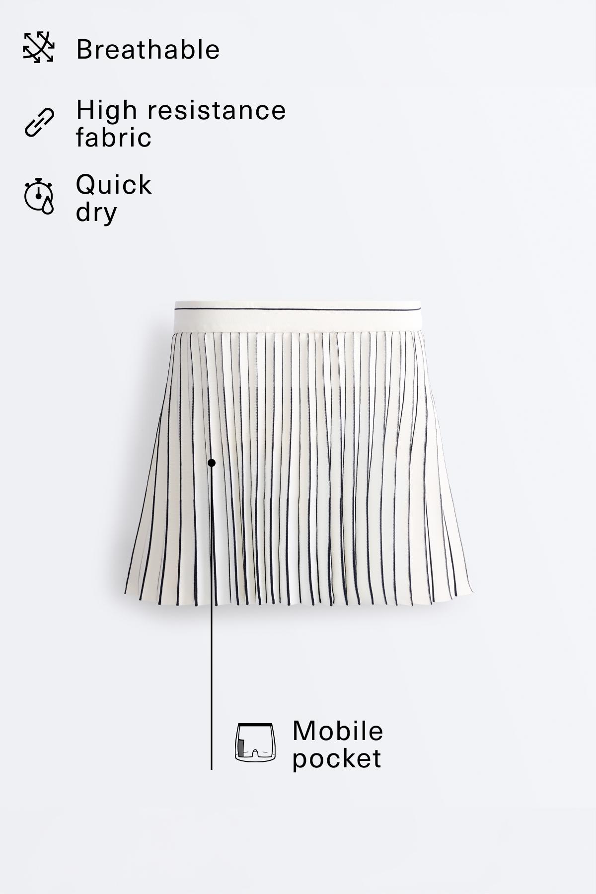 High-rise seamless pleated short skirt — NAVY BLUE