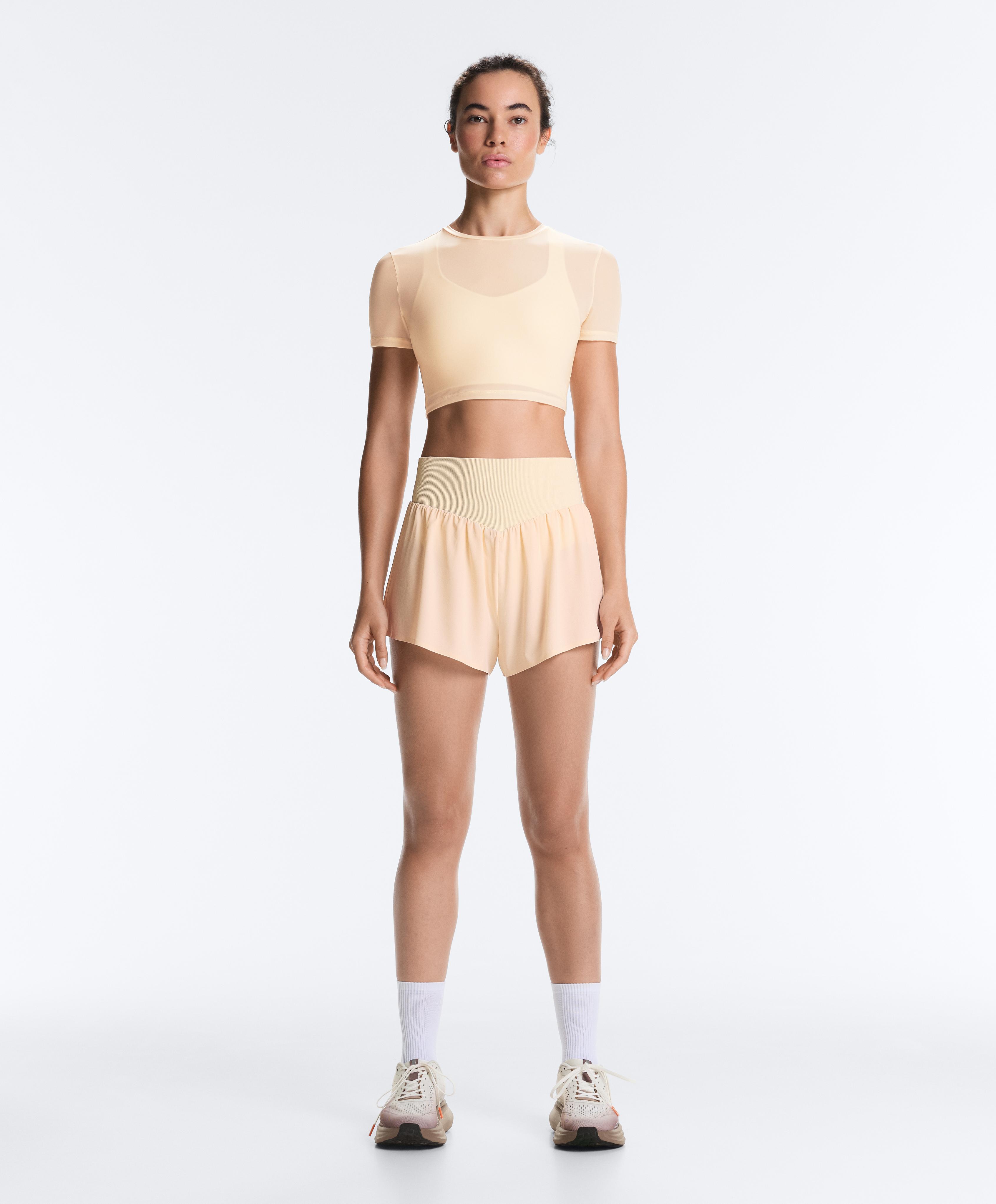 High-rise seamless technical shorts — VANILLA
