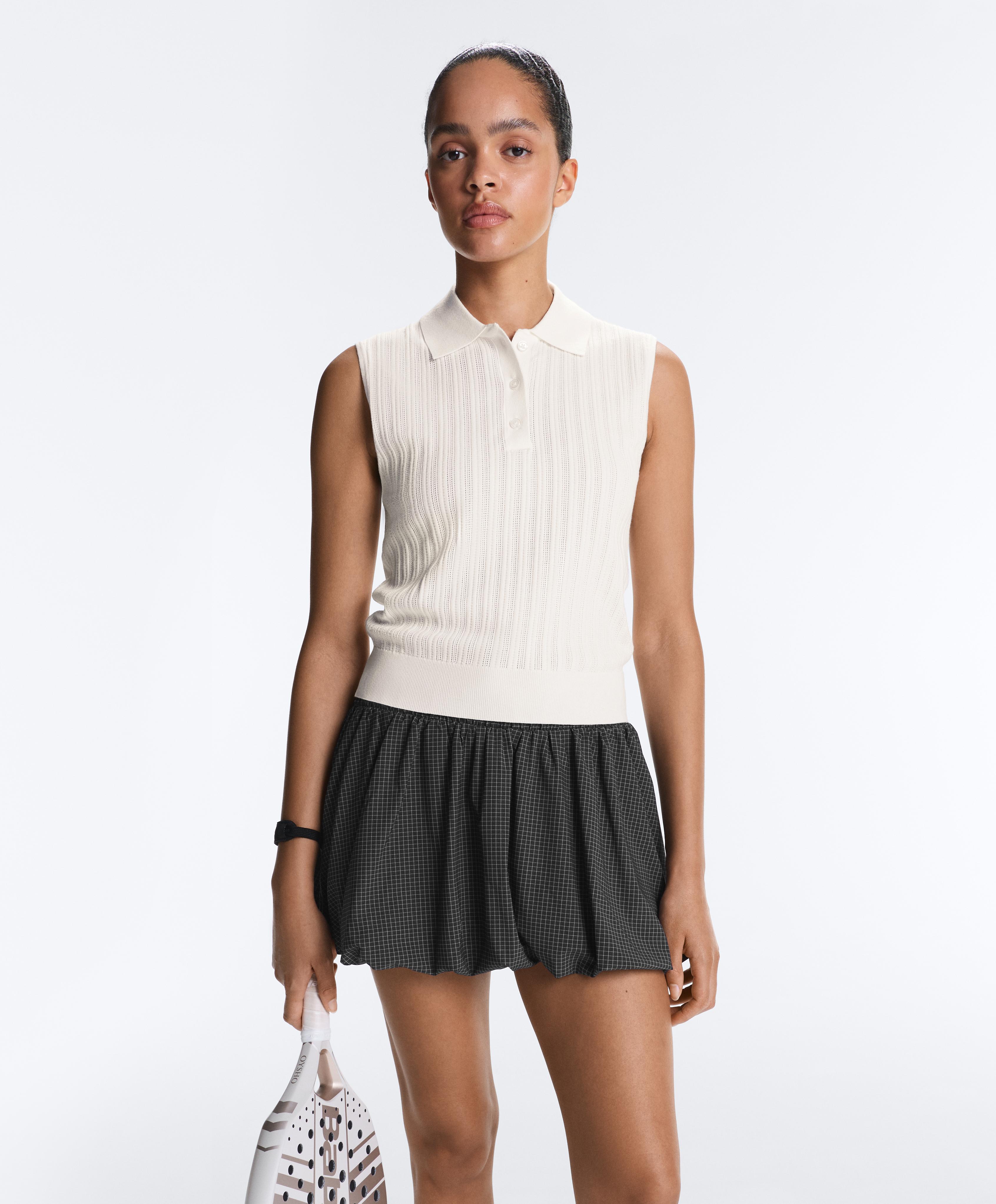 Sleeveless open knit jumper — WHITE 