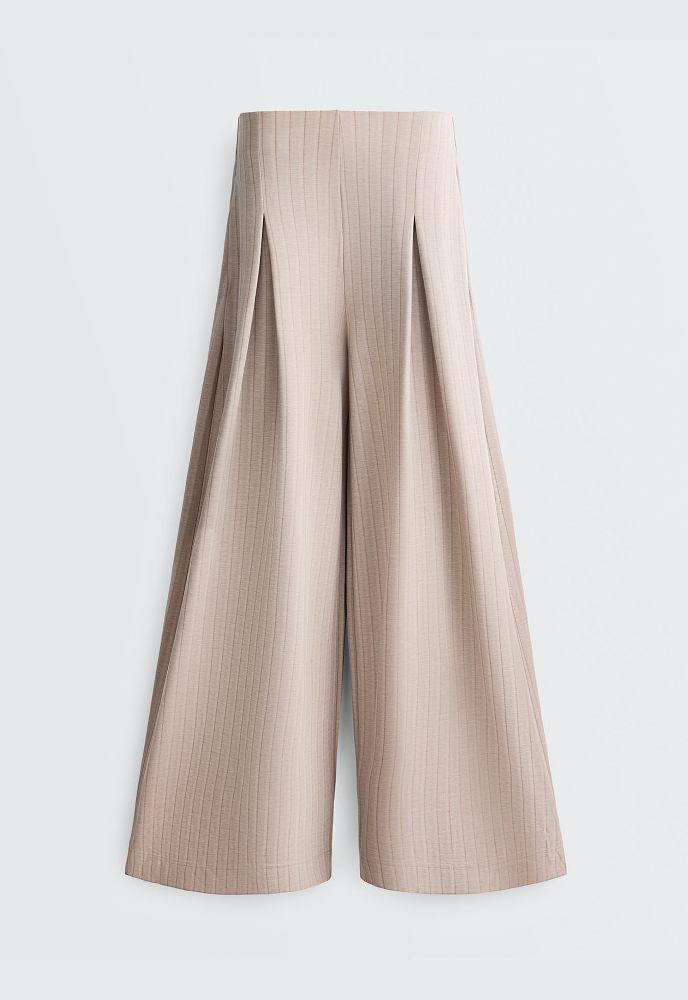 Soft-touch striped wide-leg trousers — SOFT MINK