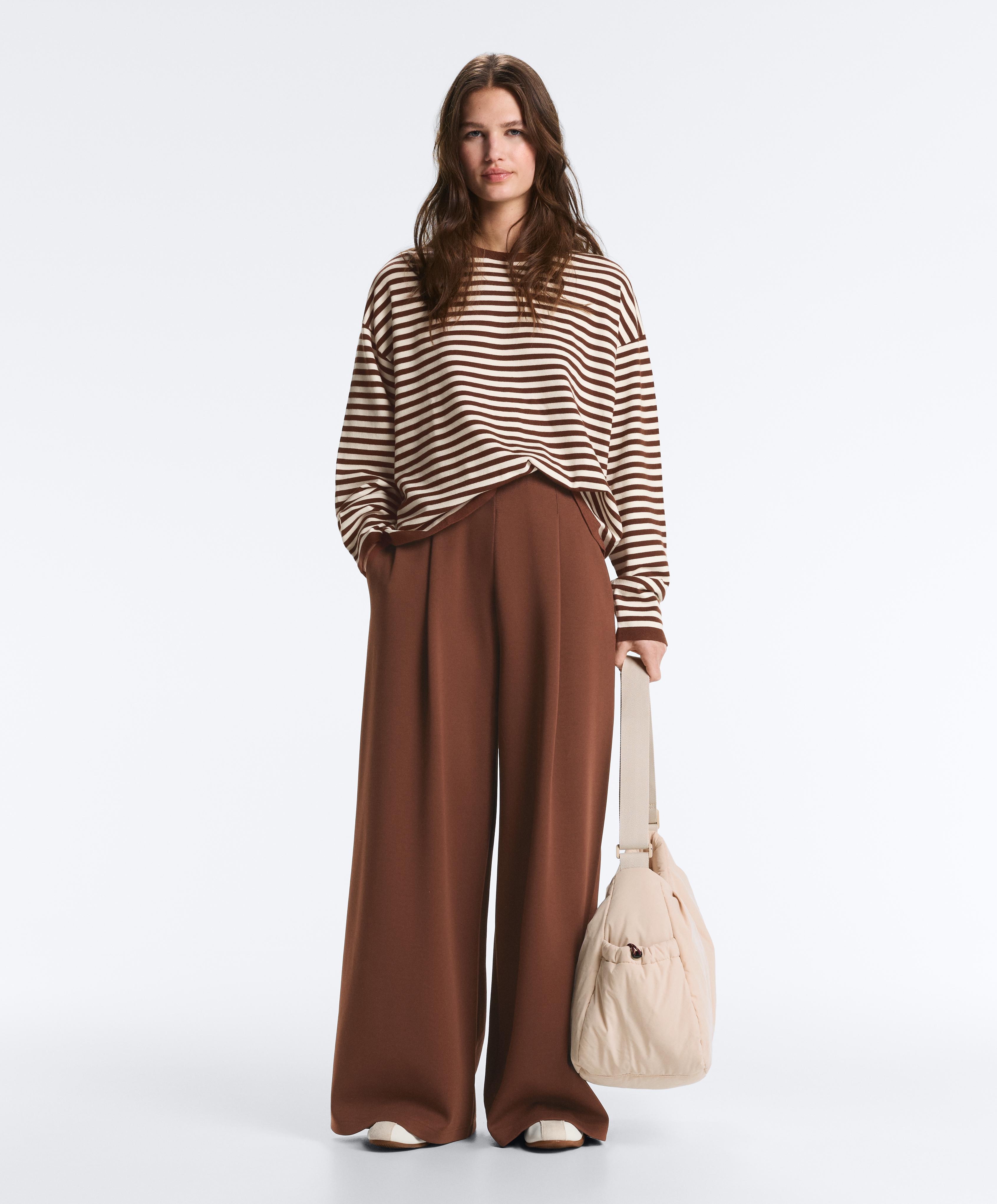 Striped long-sleeved jumper — PALE ECRU