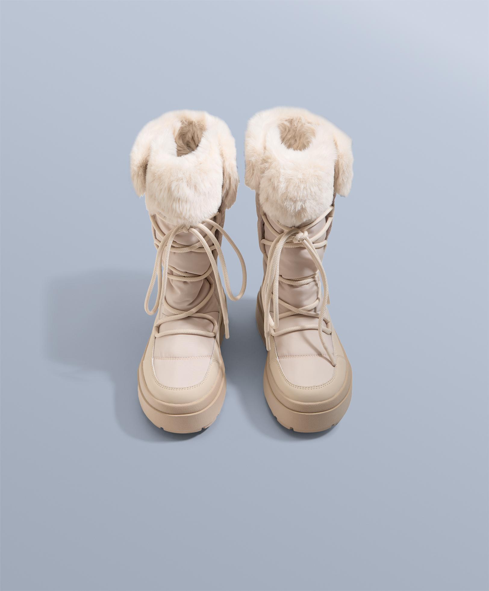 Lace-up après-ski boot with fur collar — MINK