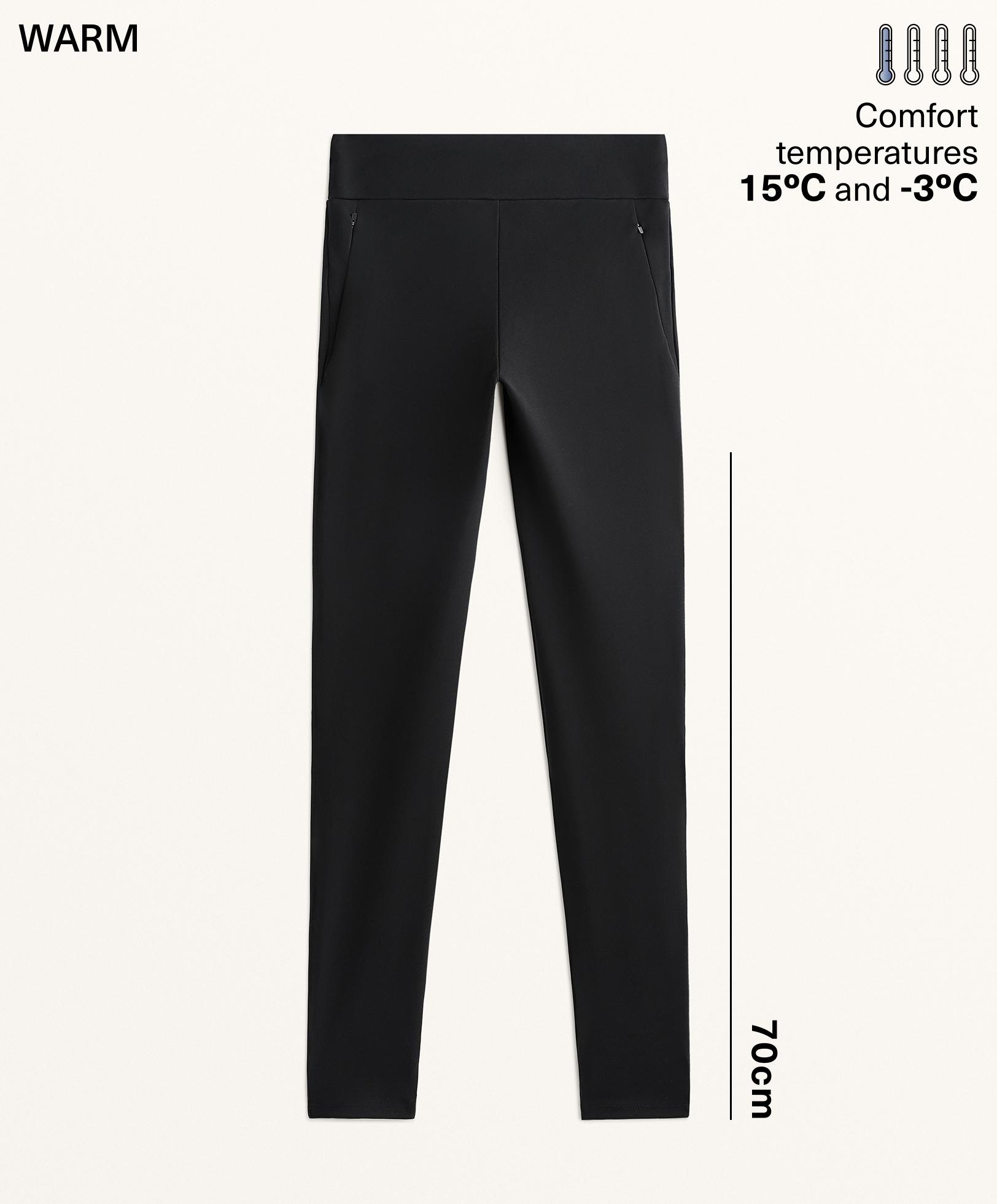 Warm 70cm high-rise ankle-length leggings — BLACK