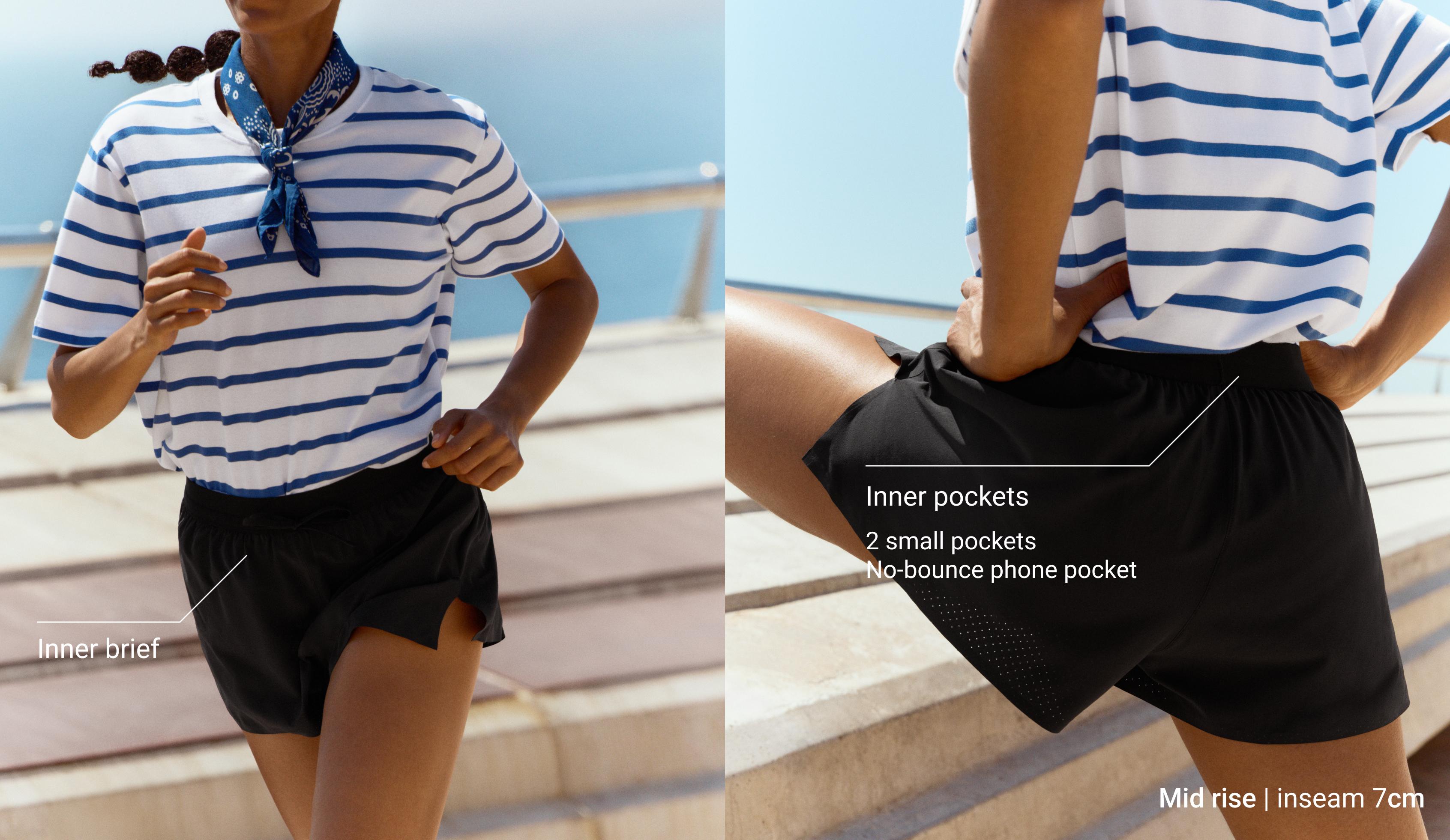 Mid-rise 7cm technical shorts — BLACK