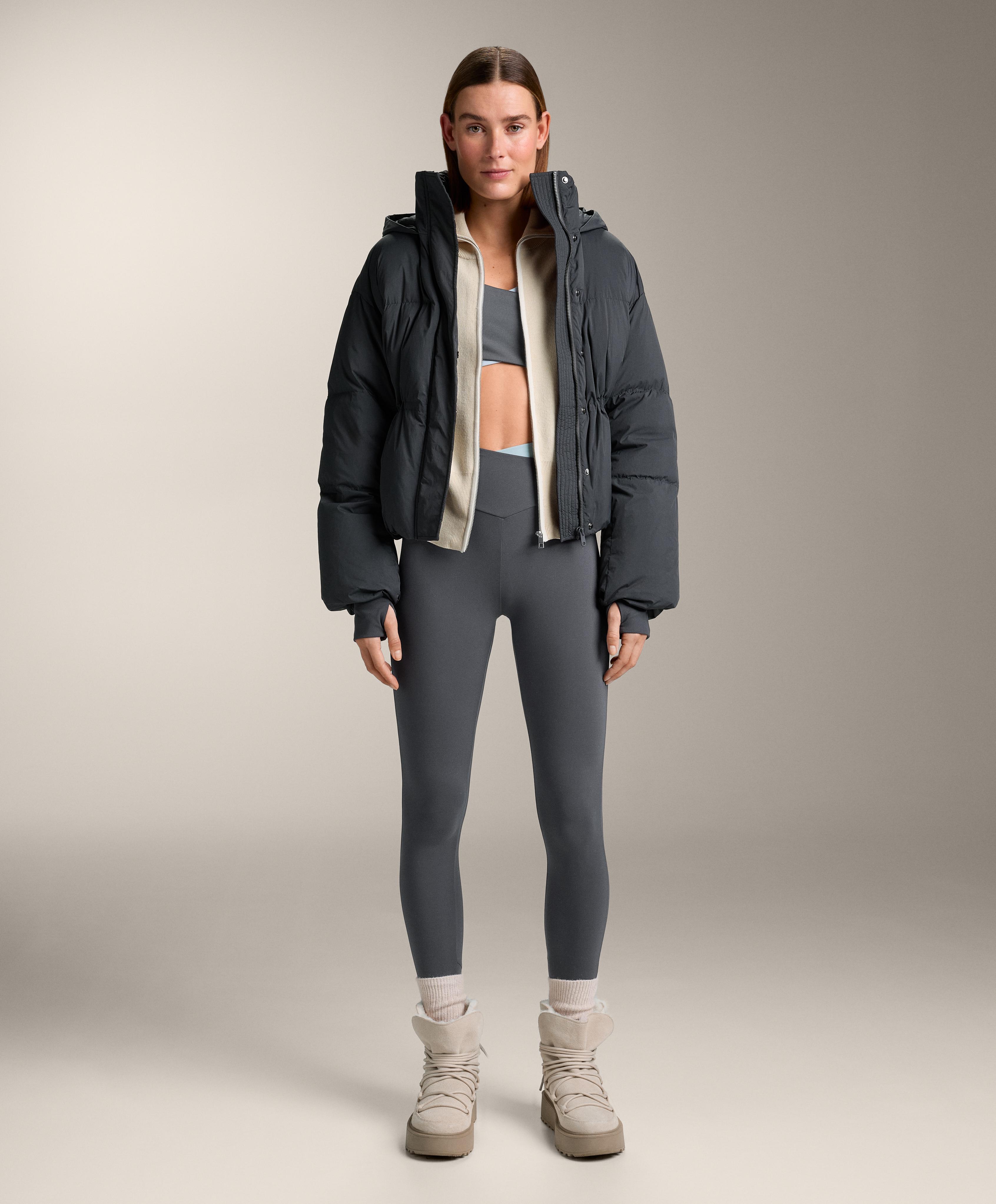 Short 100% down puffer jacket — ASPHALT