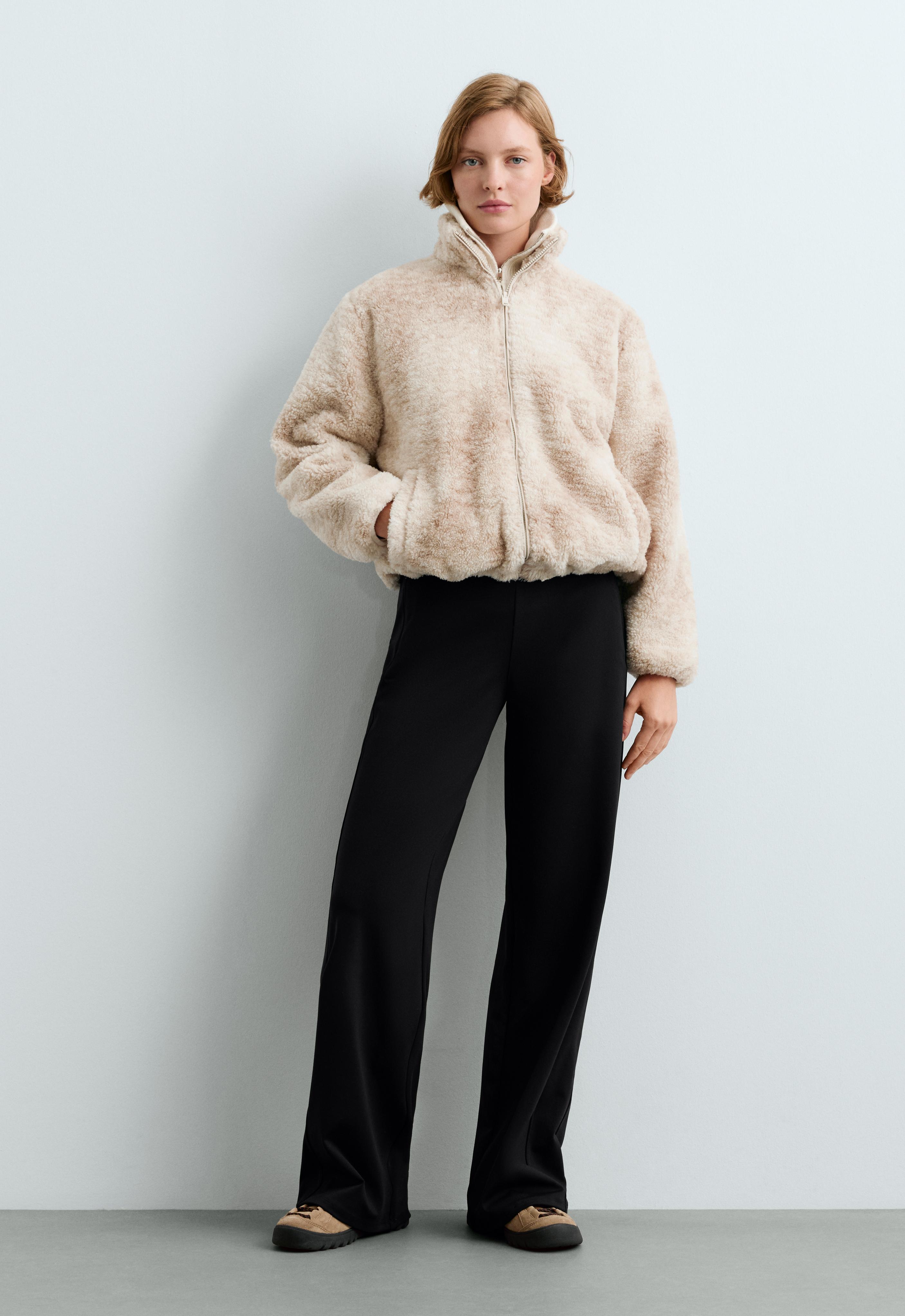 High rise Warm straight trousers with zips
