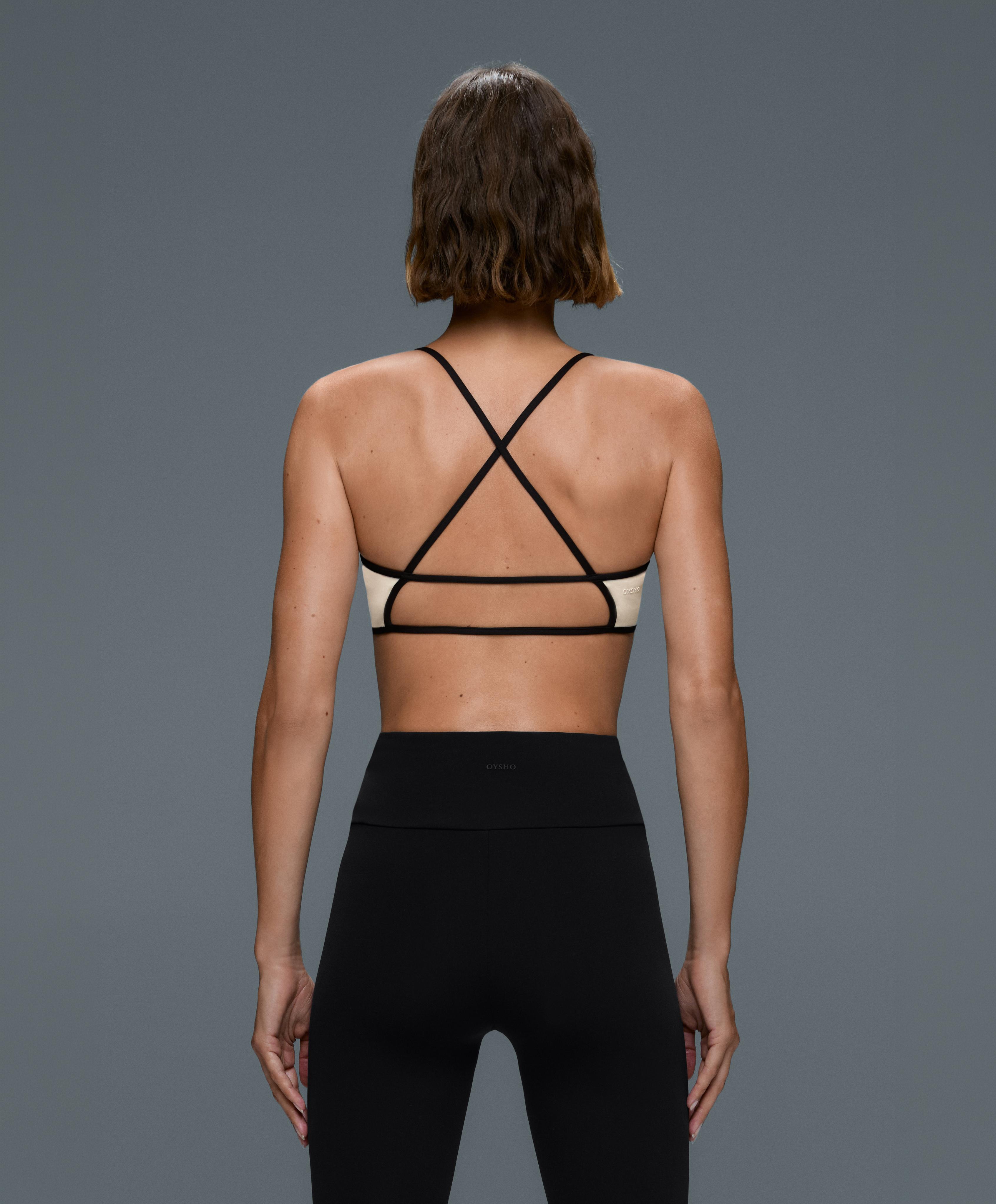 Low-support Comfortlux contrast sports bra — PALE ECRU