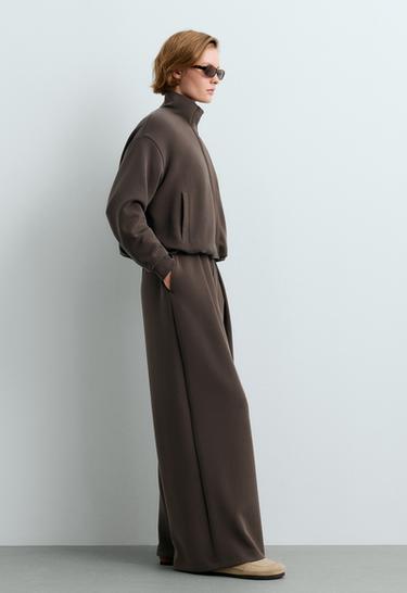 Wide striped trousers with modal — BROWN 5