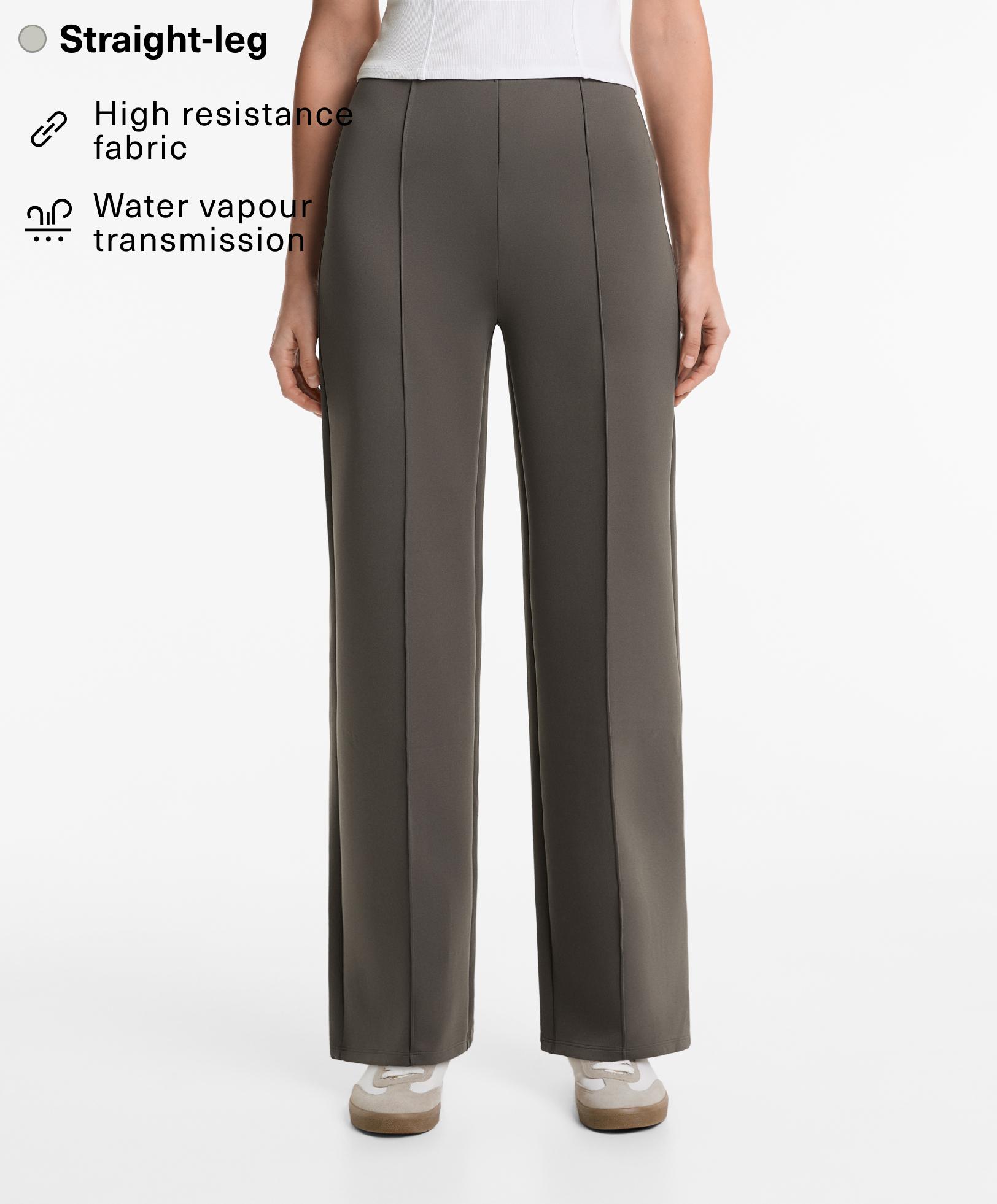 Neoprene-effect straight-leg trousers