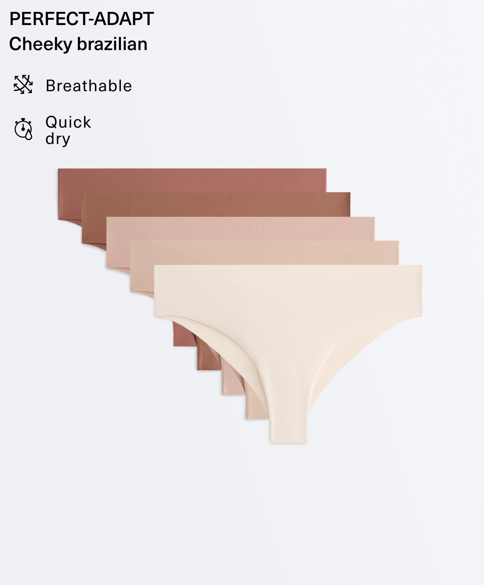 5 invisible polyamide blend Brazilian briefs — BEIGE