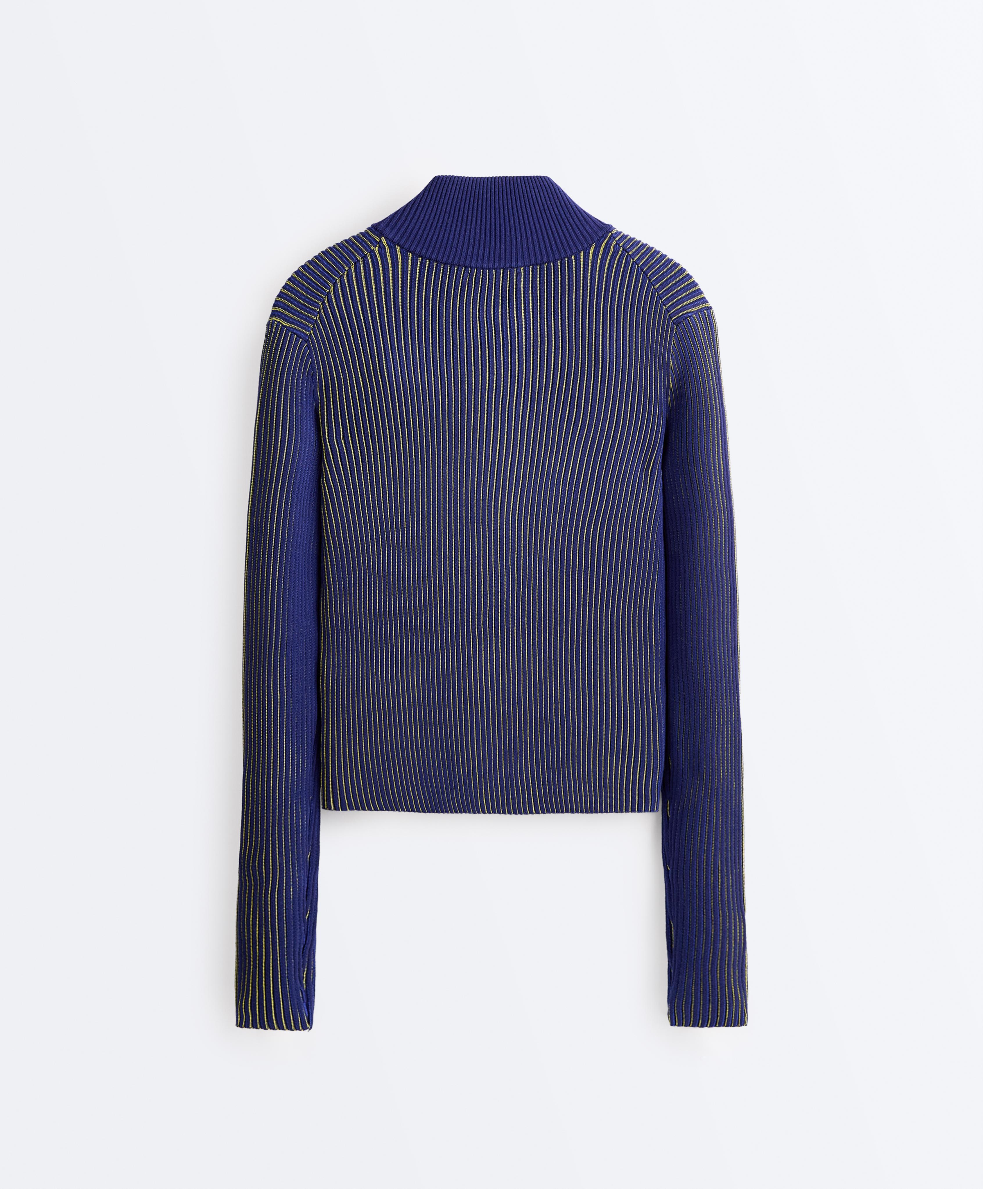 Fitted rib-knit jacket — COBALT