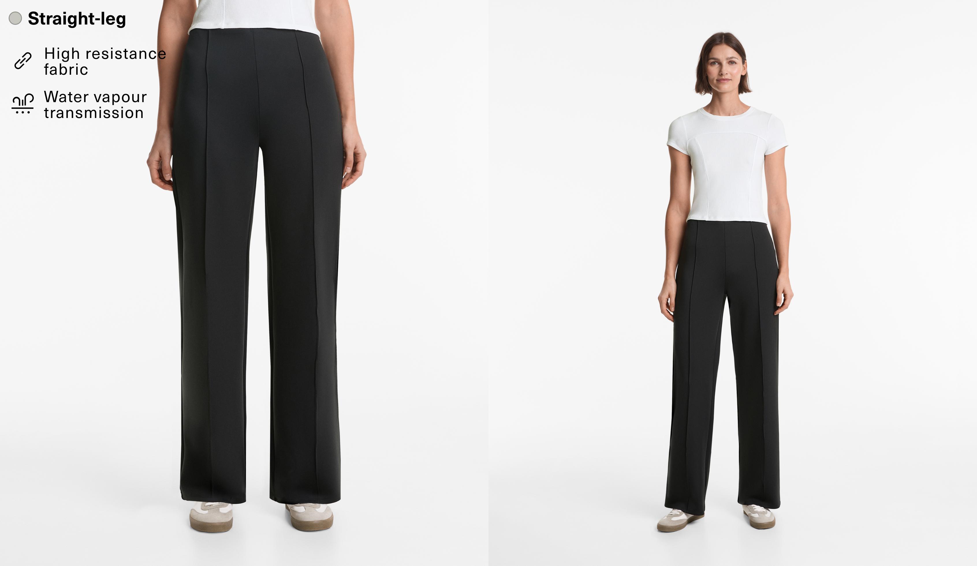 Neoprene-effect straight-leg trousers