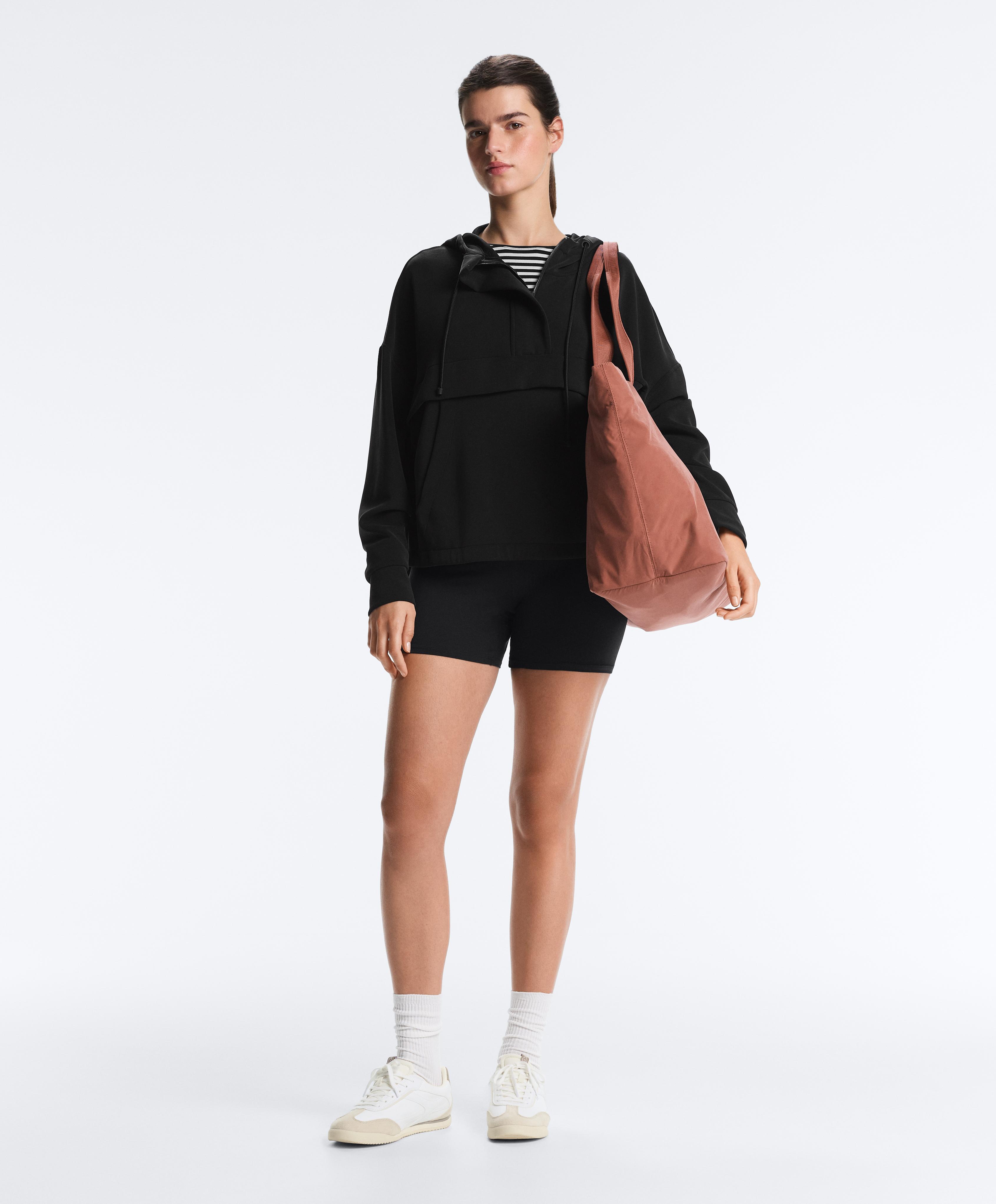 Soft-touch modal sweatshirt with zip — BLACK