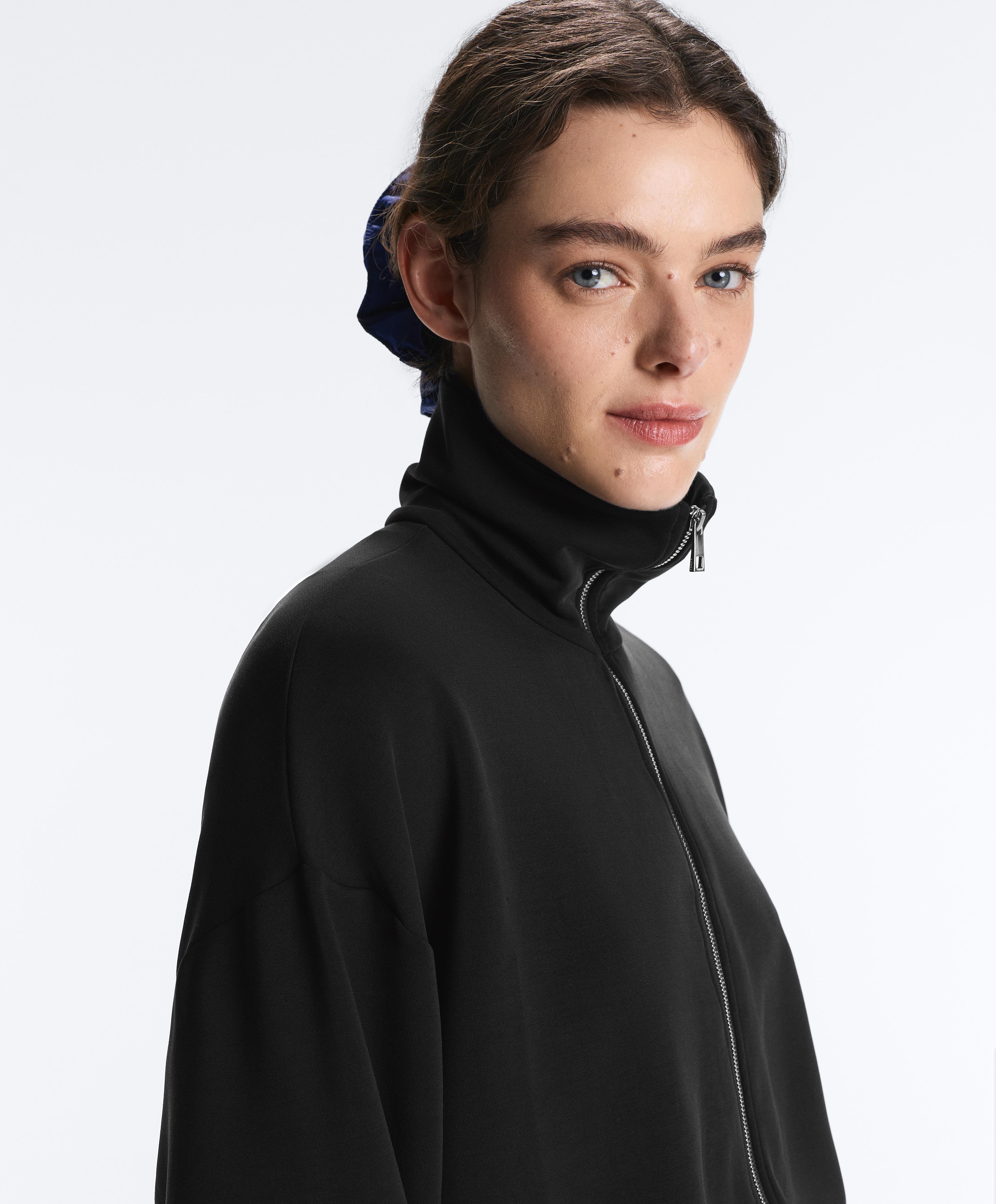 Boxy jacket with soft-touch modal — BLACK