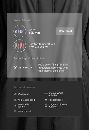10k Thindown® waterproof super extra-light long padded jacket — BLACK 2