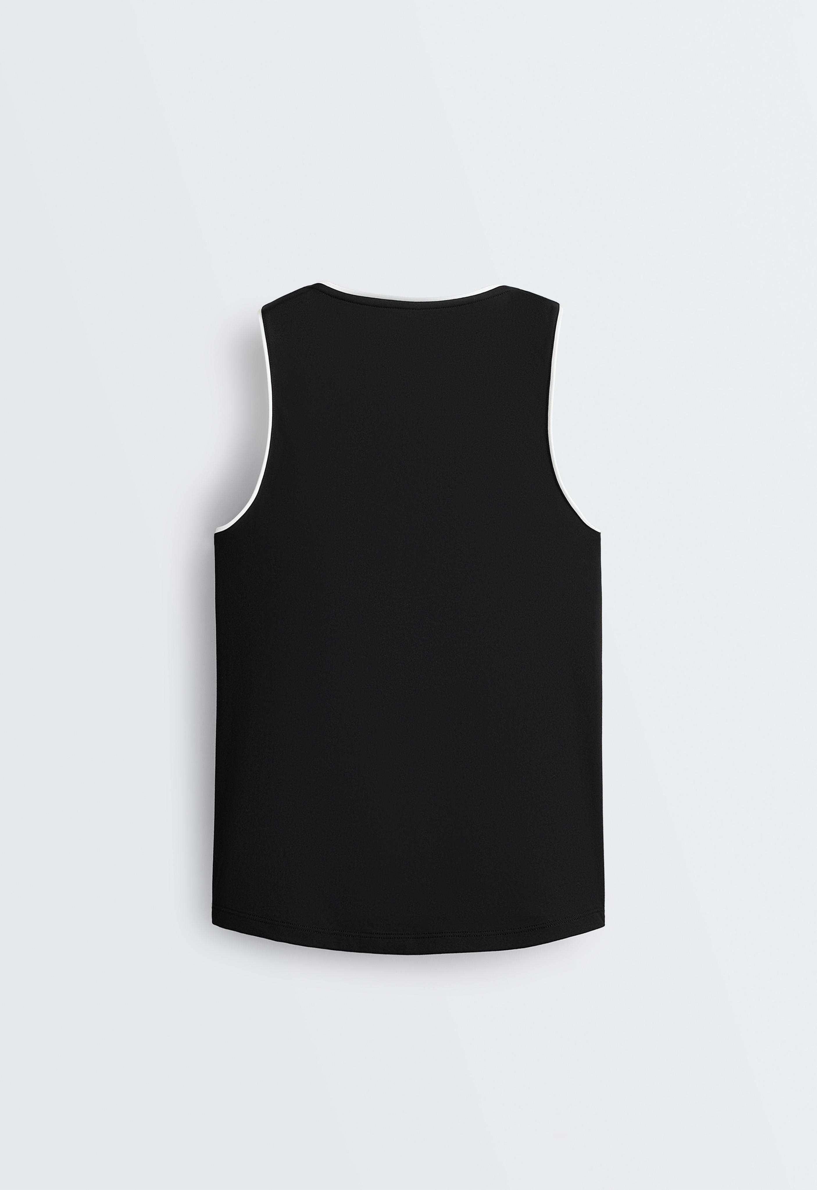 Half-zip sleeveless top — BLACK