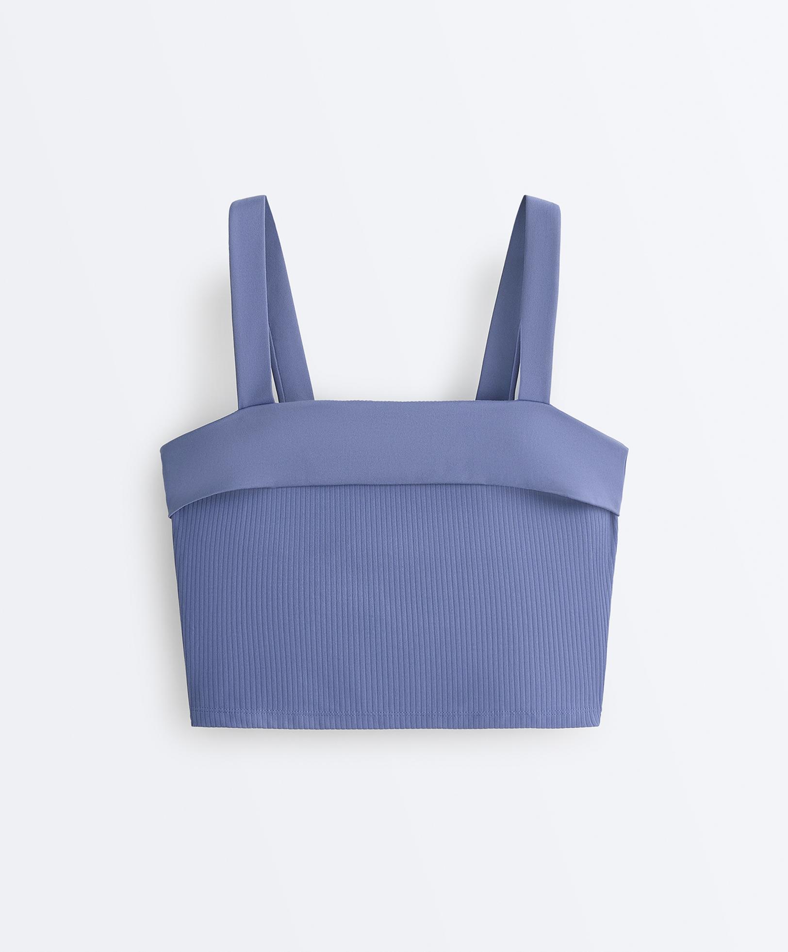 Comfortlux rib turn-up tank top — MID-WASHED BLUE