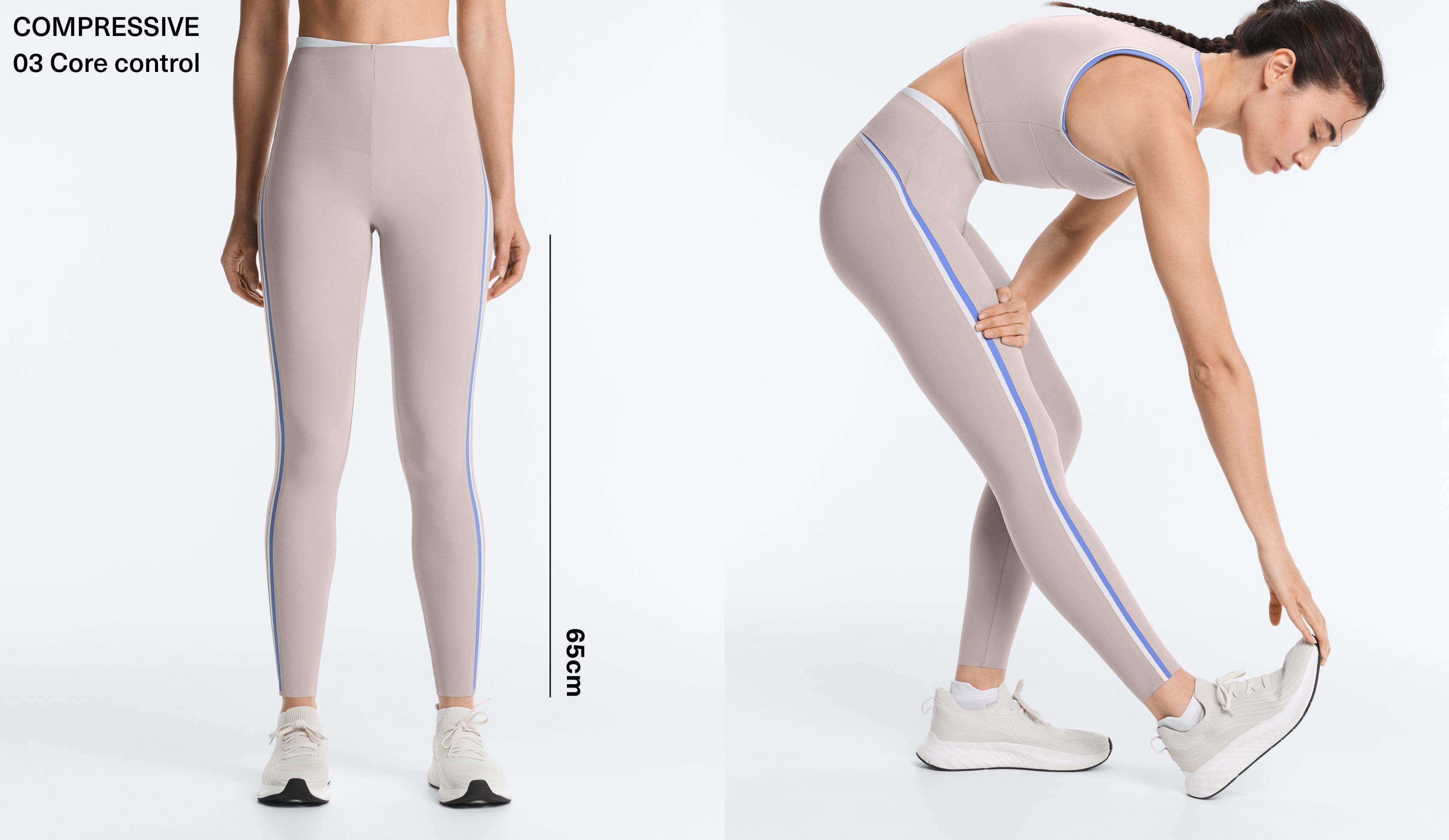 High rise compressive contrast ankle-length leggings