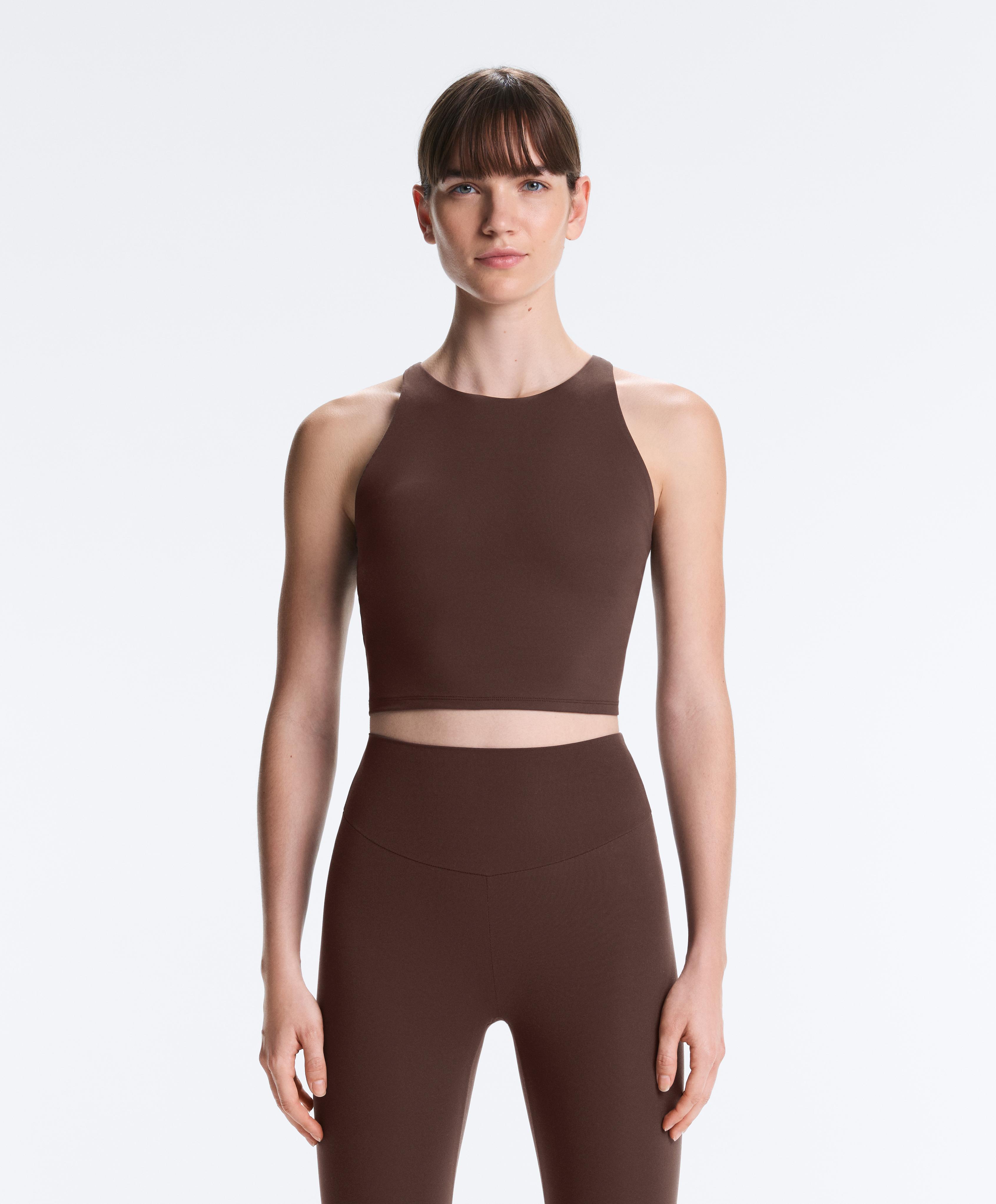Comfortlux strappy tank top with cups — BROWN