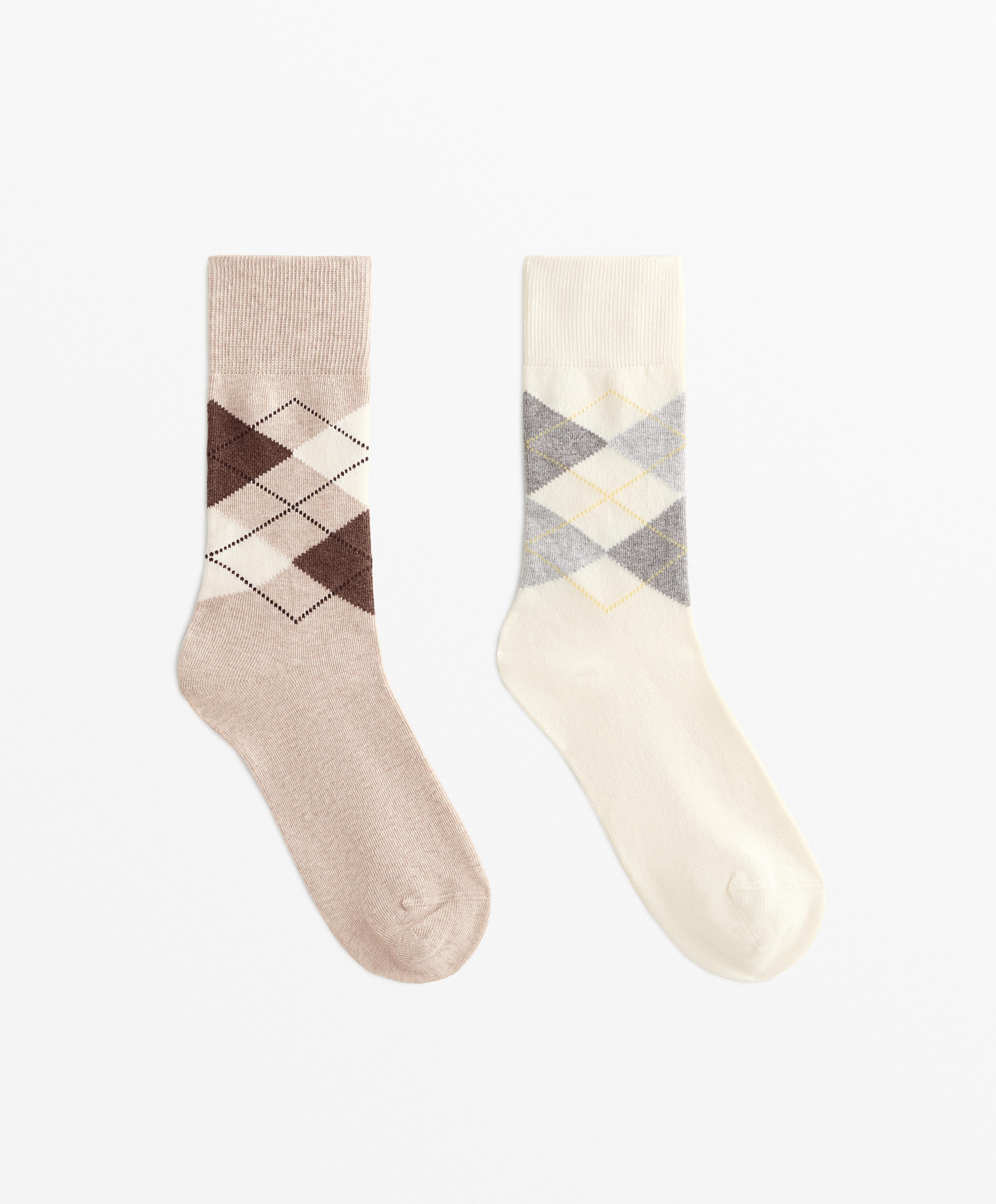 2 pairs of diamond cotton blend classic socks