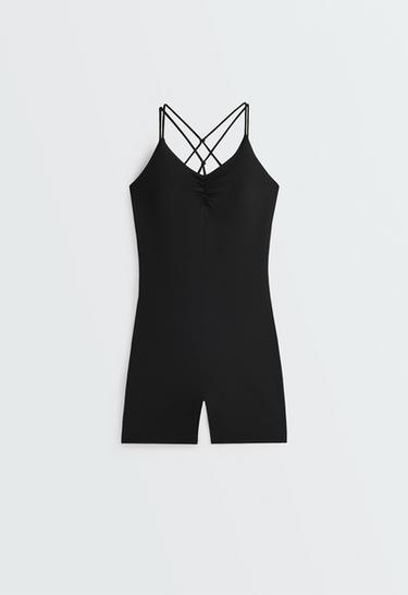 Comfortlux short jumpsuit with knot detail — BLACK 10