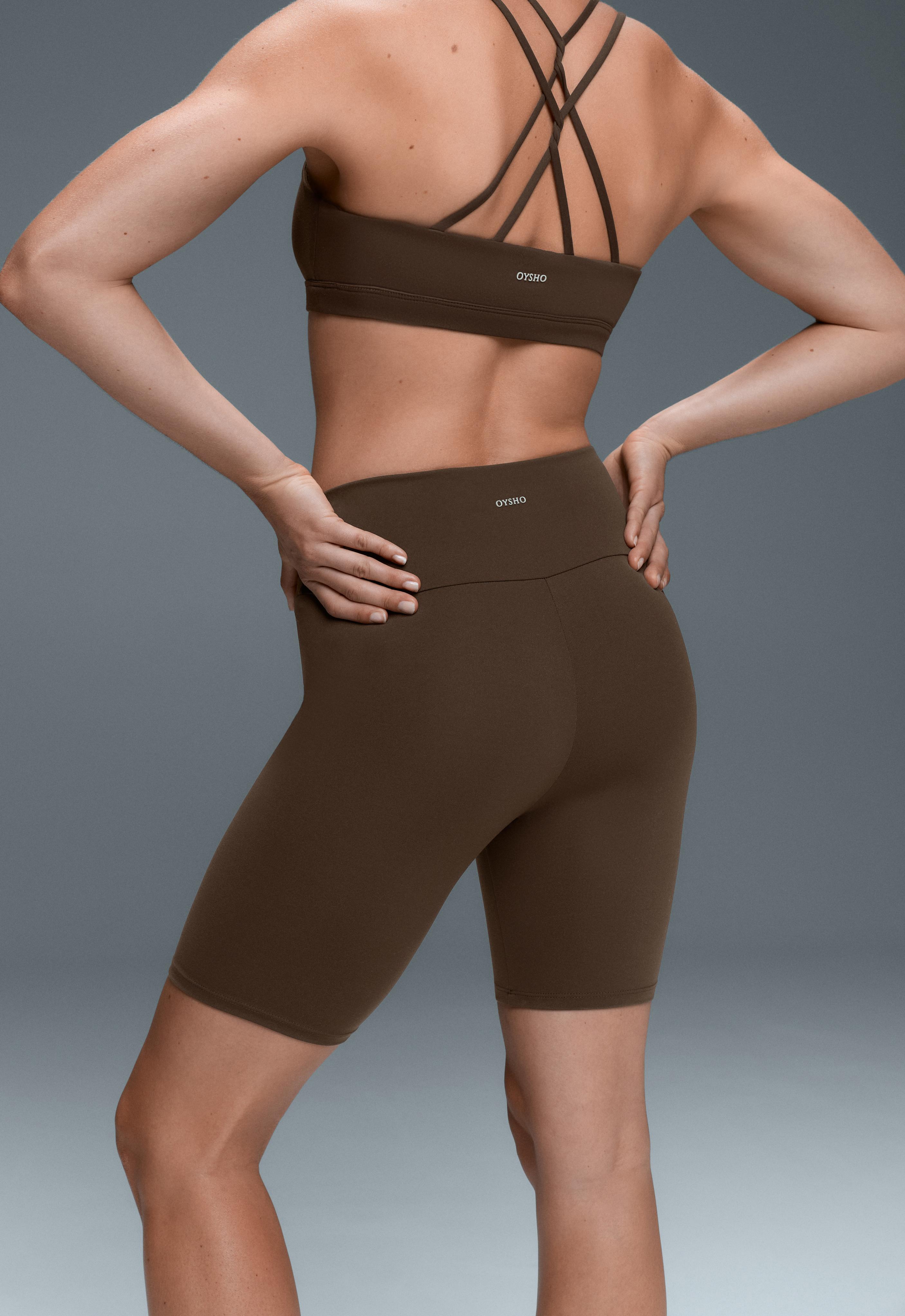 Comfortlux high-rise 20cm biker leggings — DARK BROWN