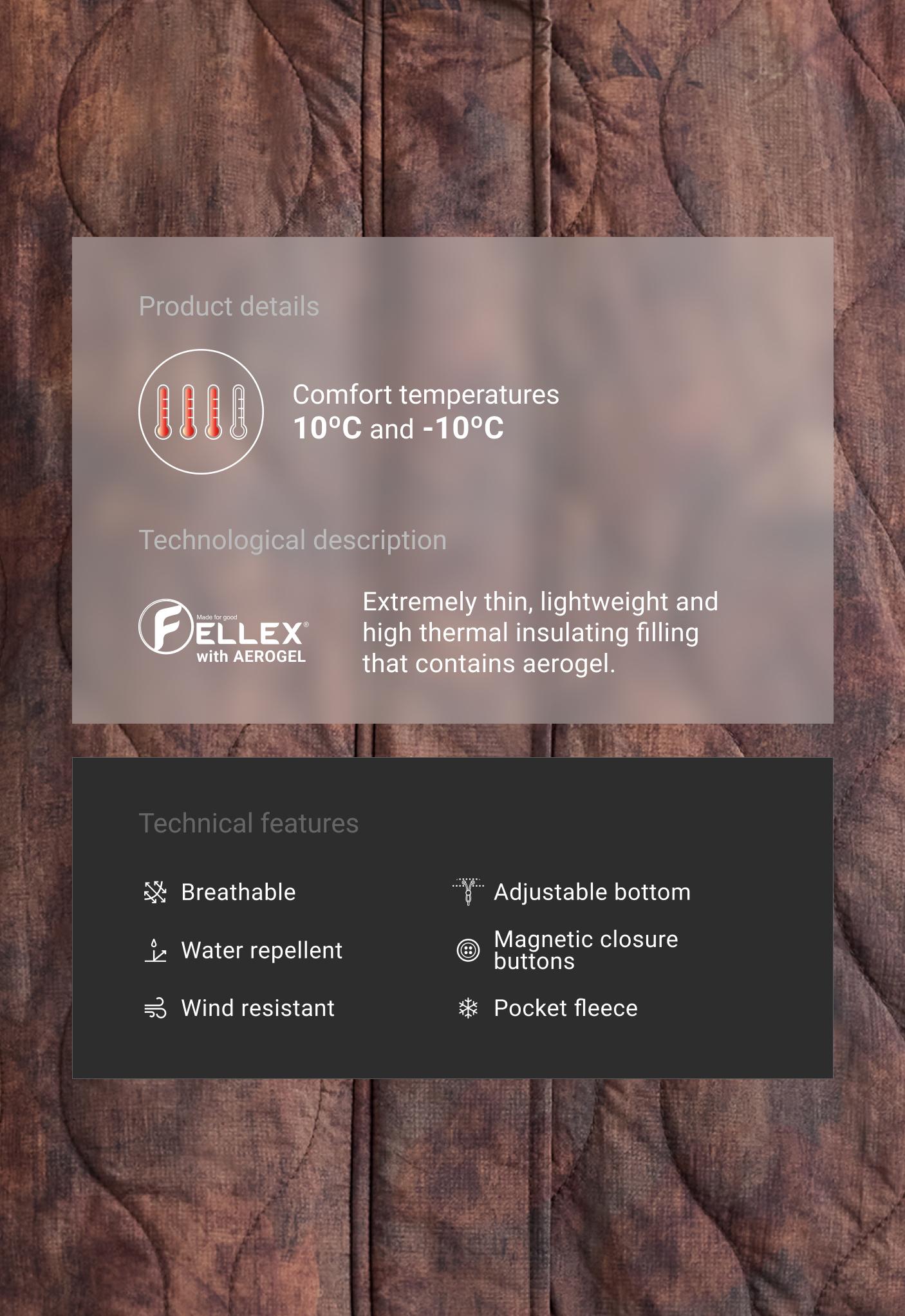 Стьобана коротка куртка FELLEX® з AEROGEL з принтом