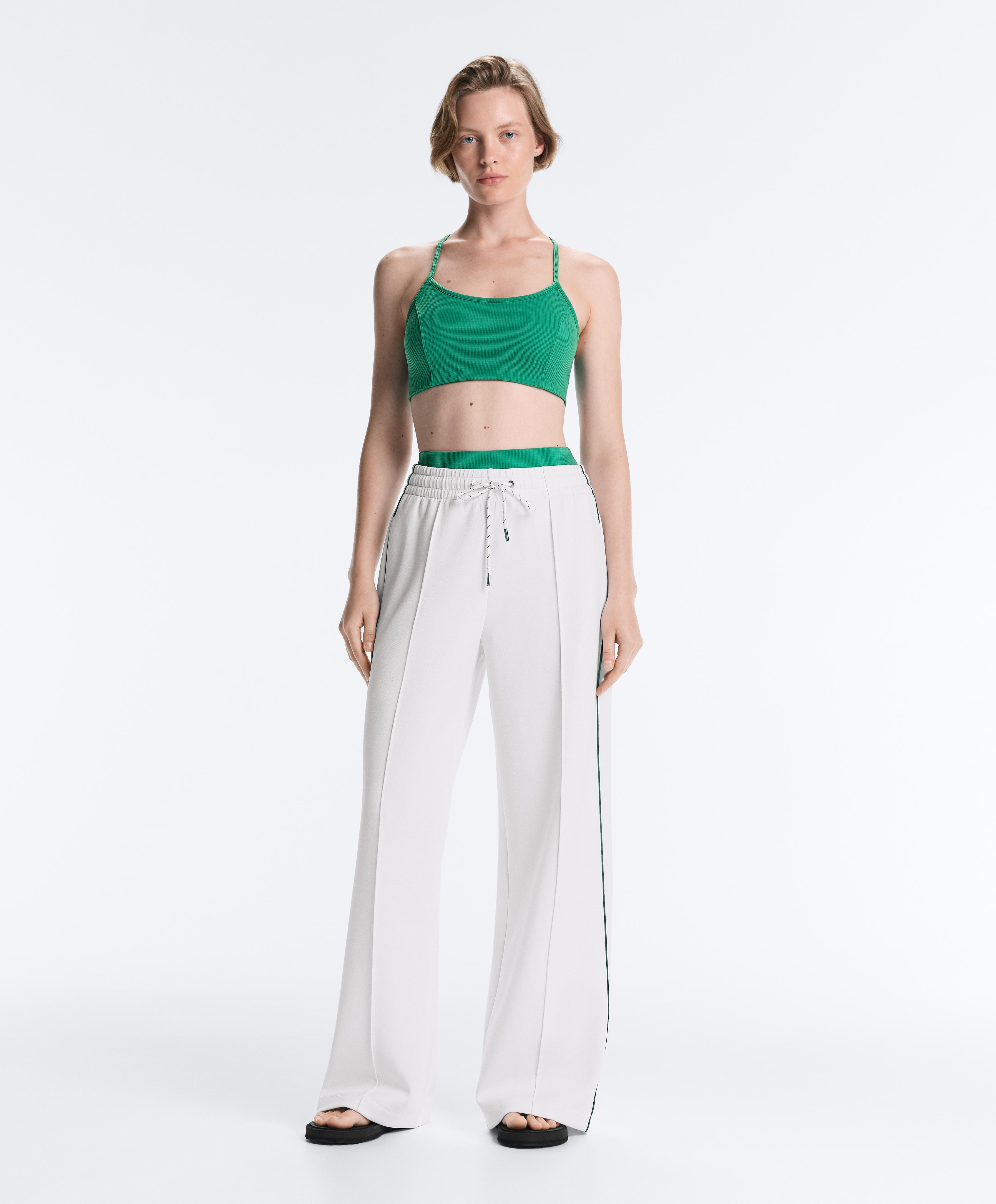Pantalón recto nervio piqué con algodón piping