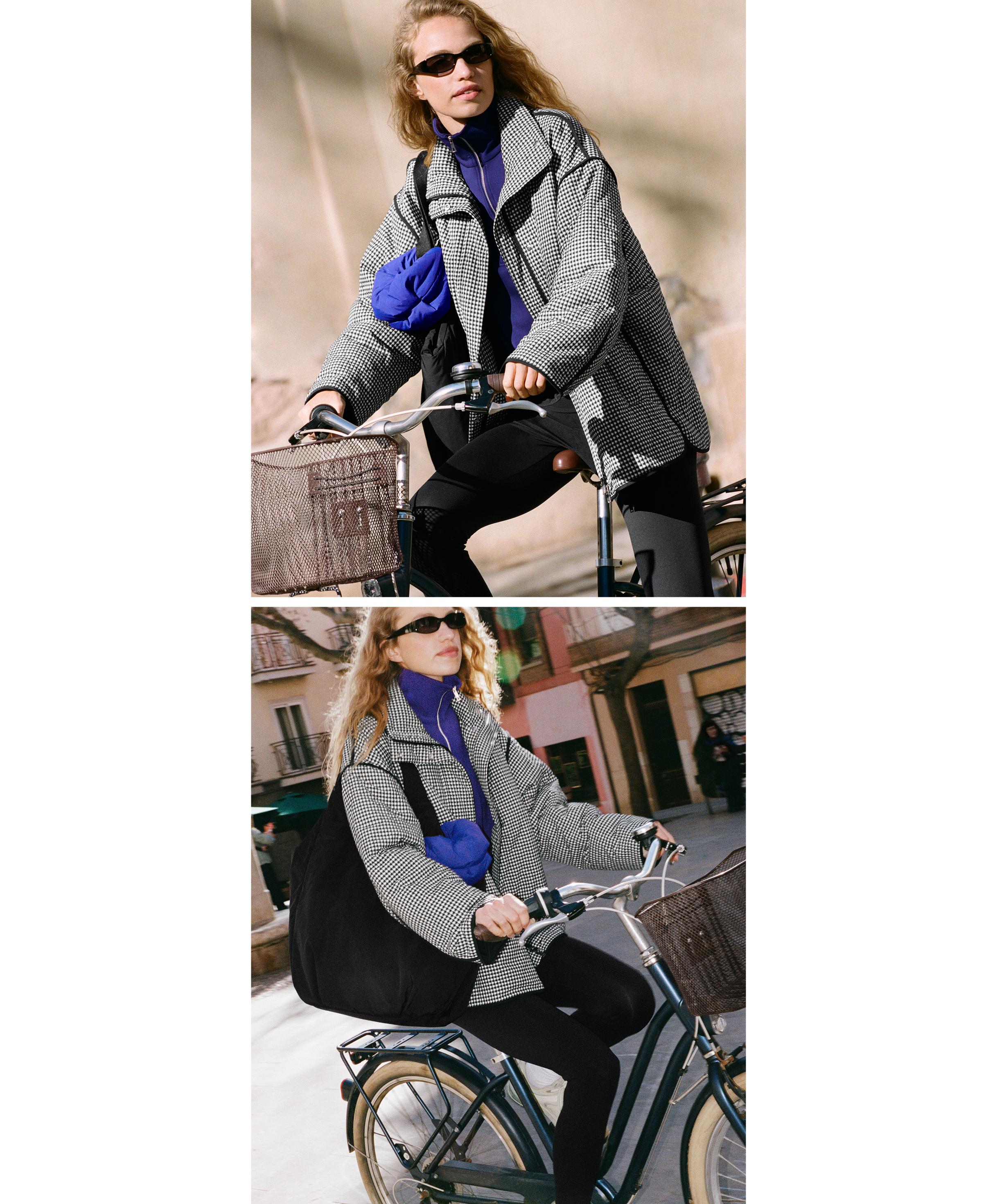 FELLEX® AEROGEL gingham padded jacket — BLACK