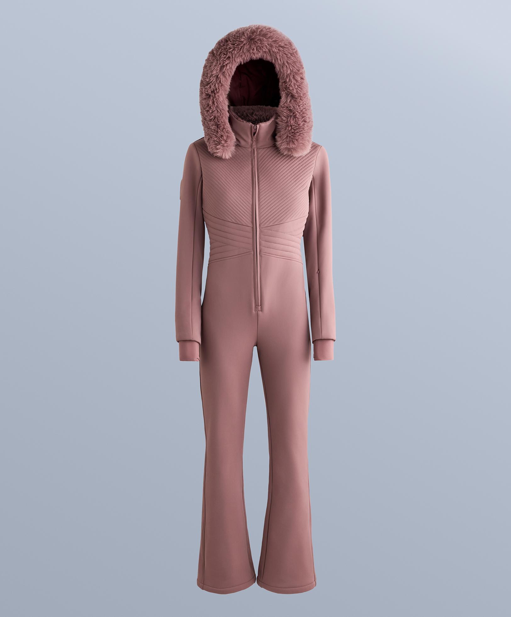 Water-resistant fitted stretch SKI jumpsuit — PINK-MAUVE