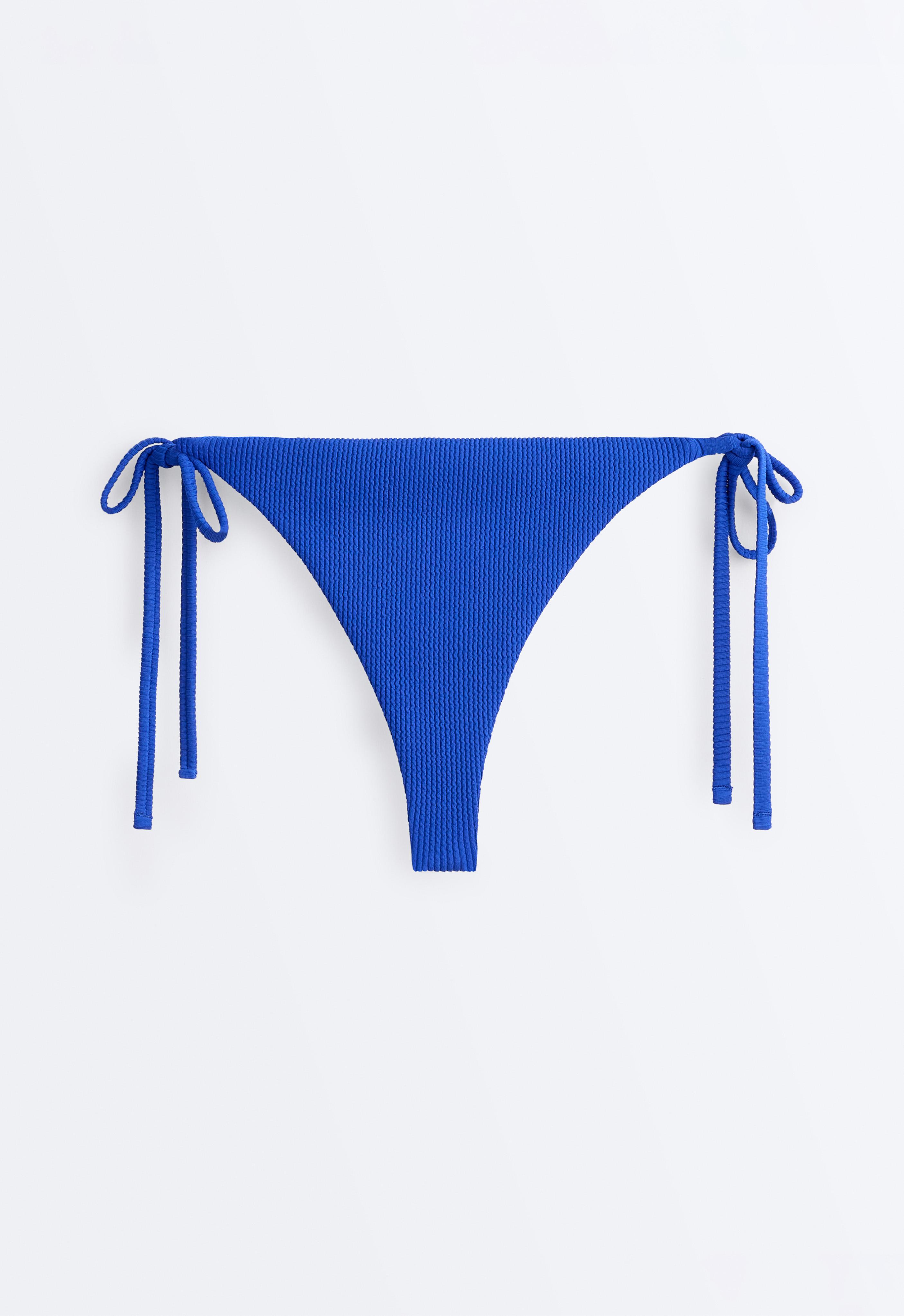 Rib tie thong bikini briefs — ELECTRIC BLUE