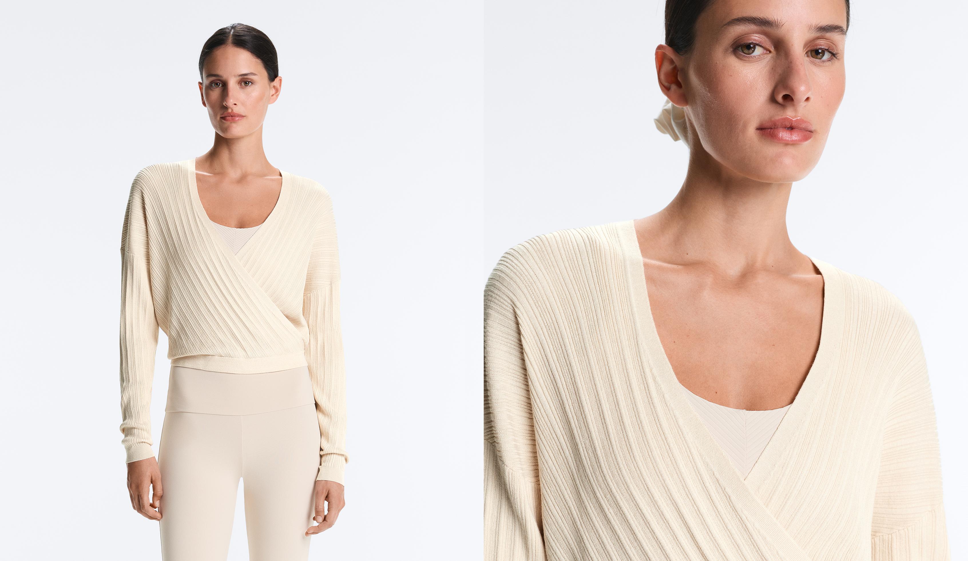 Crossed rib knit jumper — PLASTER