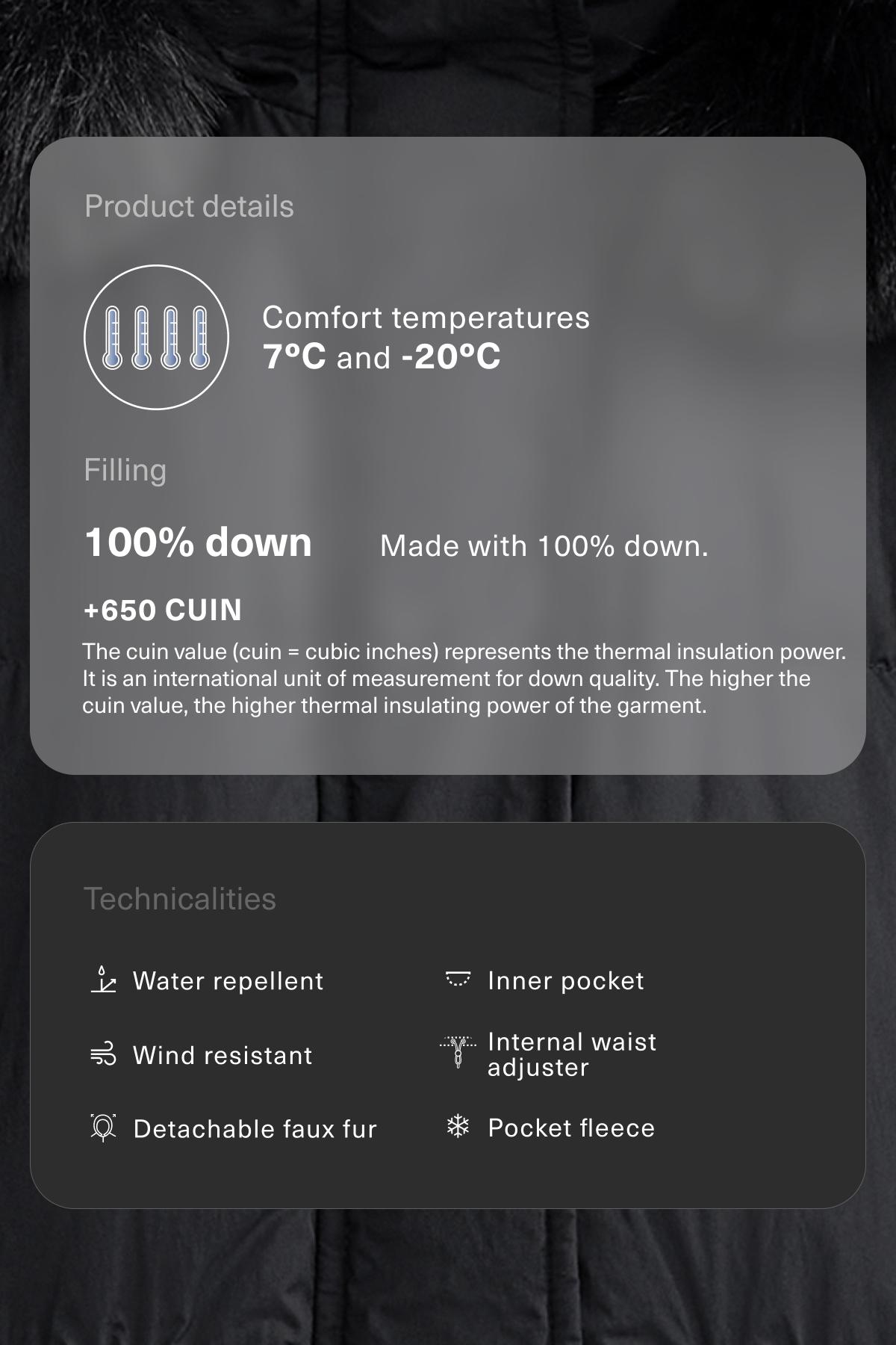 Short 100% down padded jacket — BLACK