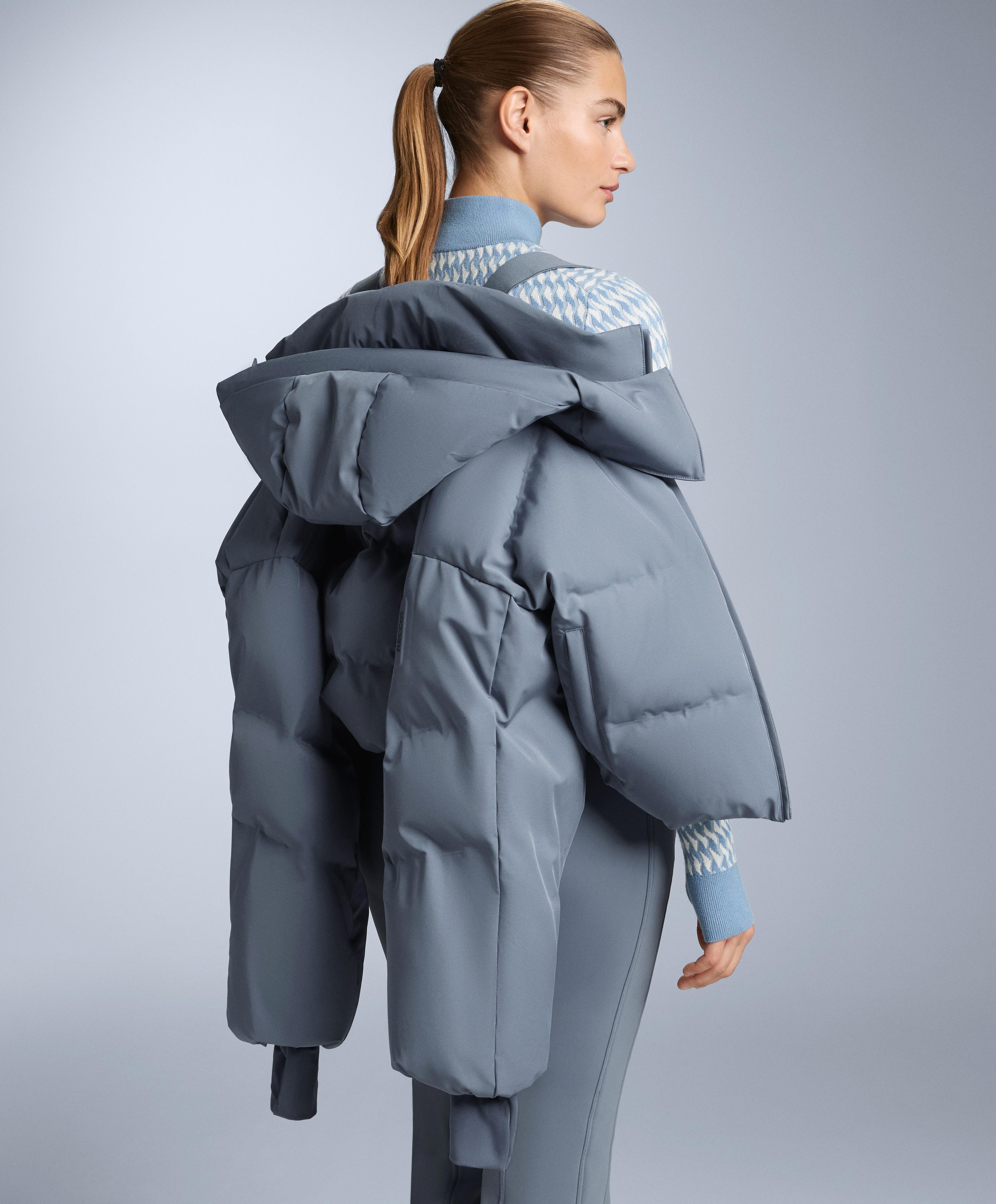 Lightweight 80% down and 20% MINARDI PIUME SKI water-resistant short jacket — GREY-BLUE