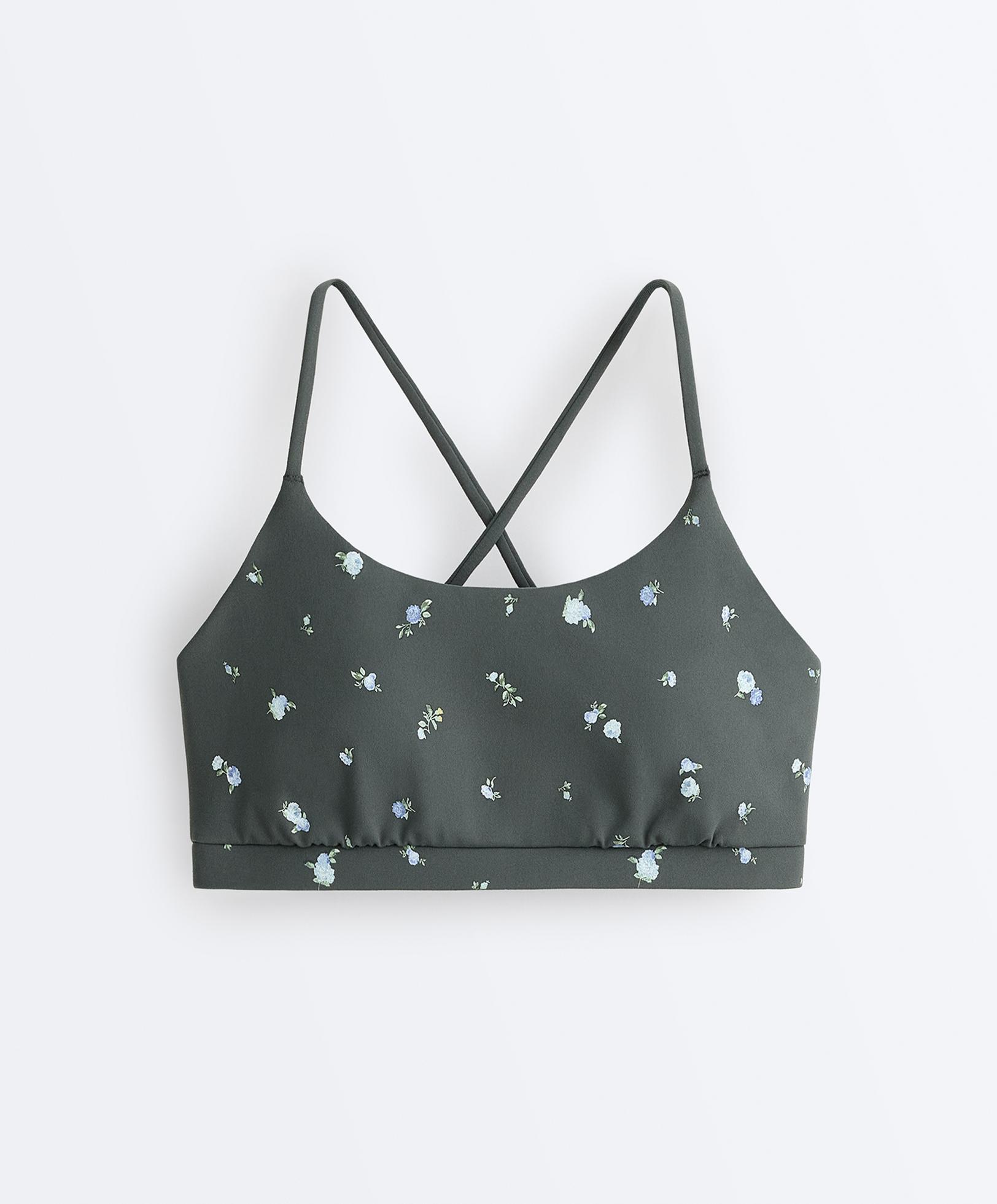 Evermove low-support floral sports bra — STEEL GREY