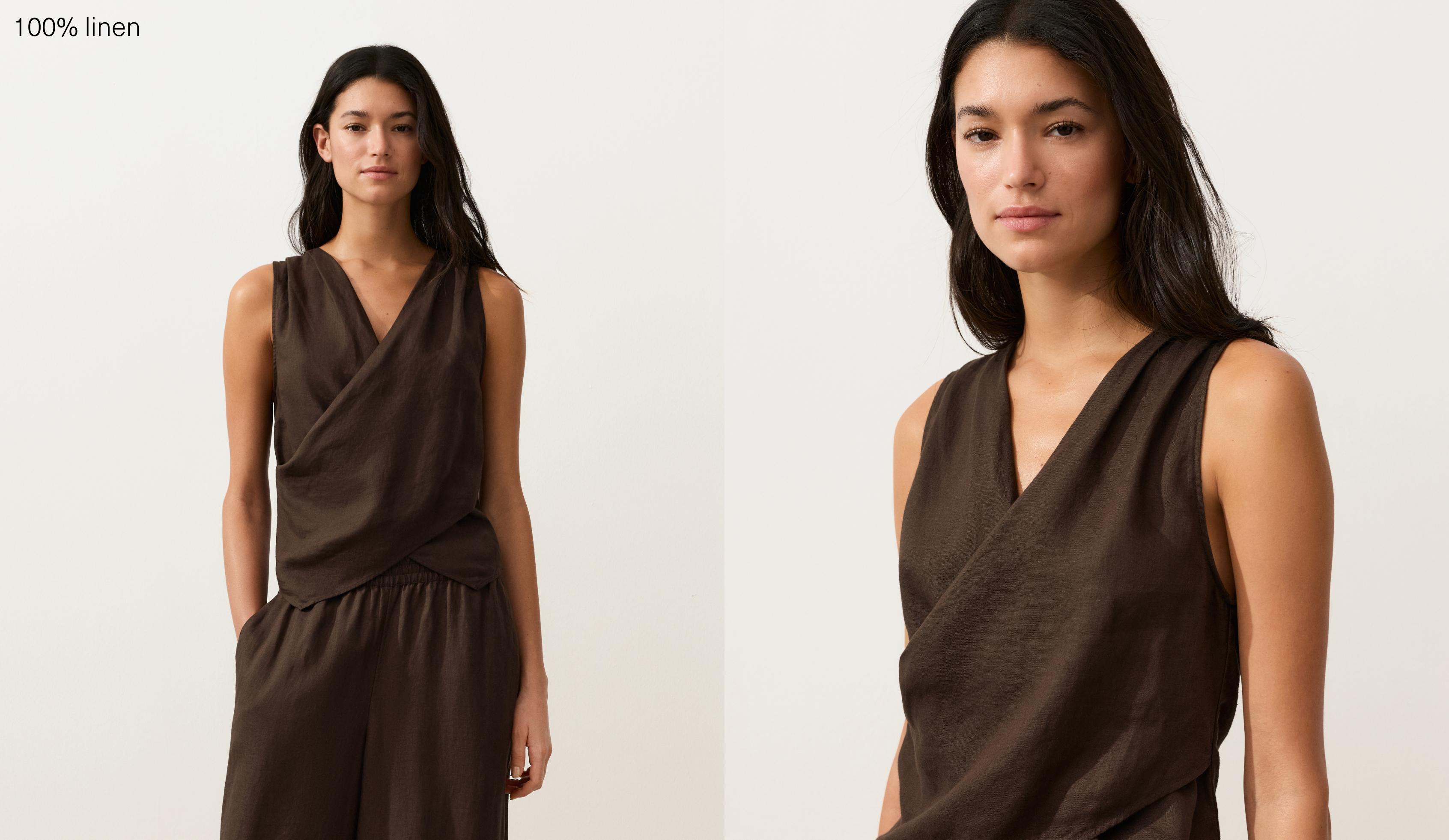 100% linen crossover top