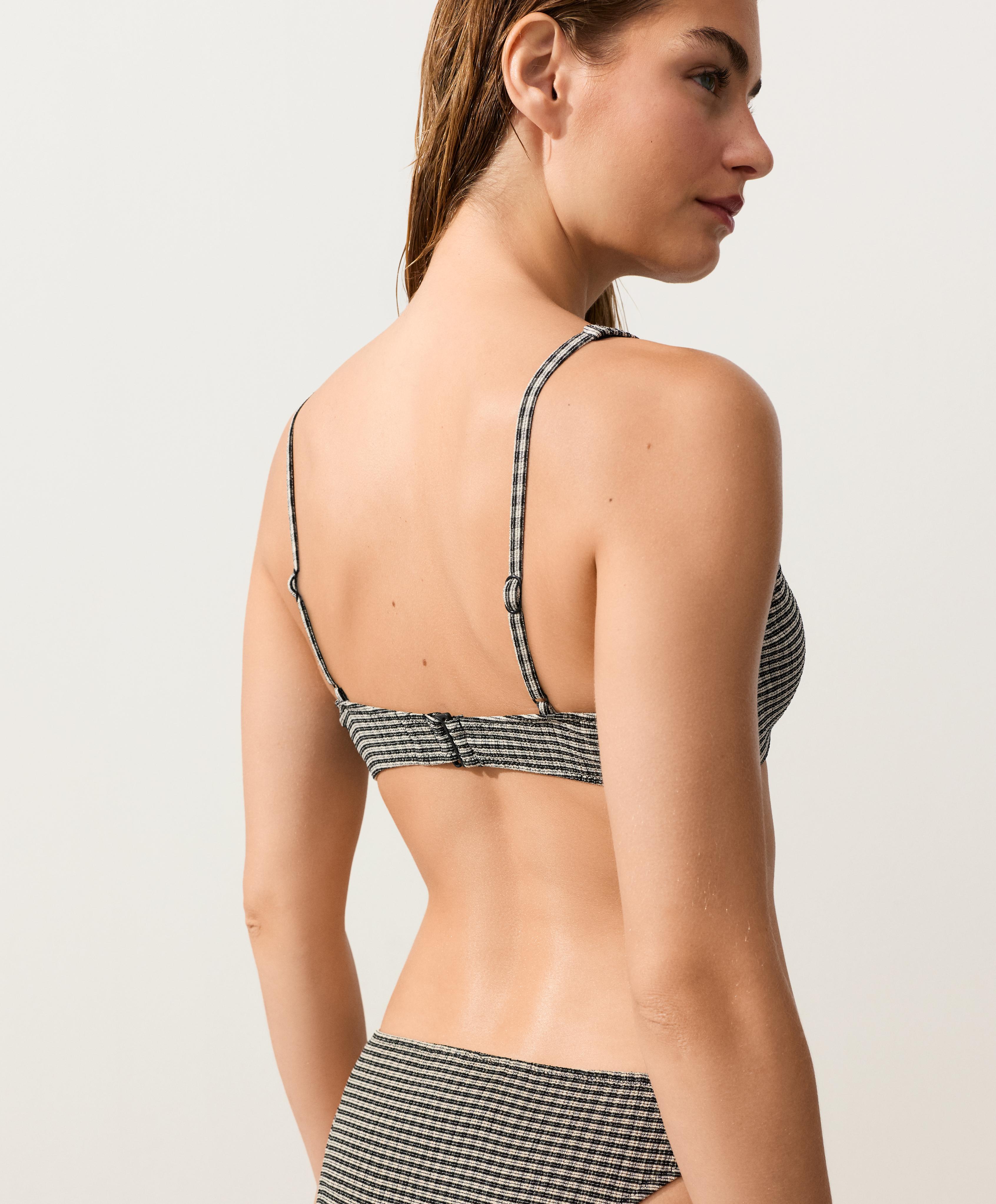 Mini checked halter bikini top — BLACK