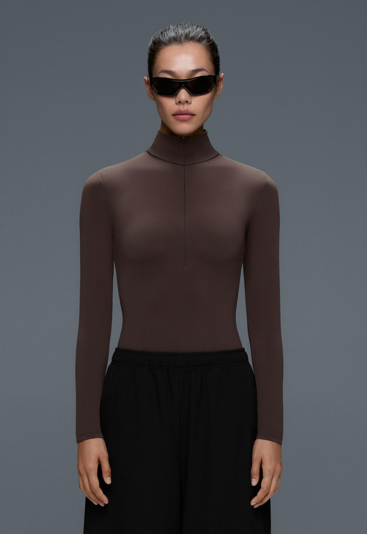 Thermal Base layer half-zip body — DARK BROWN