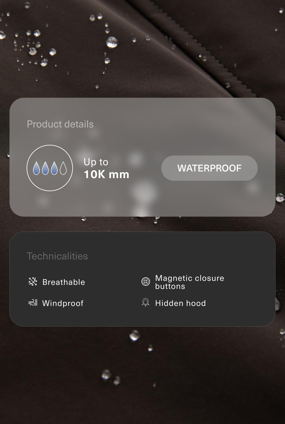 Long extra lightweight 10k waterproof jacket — BROWN