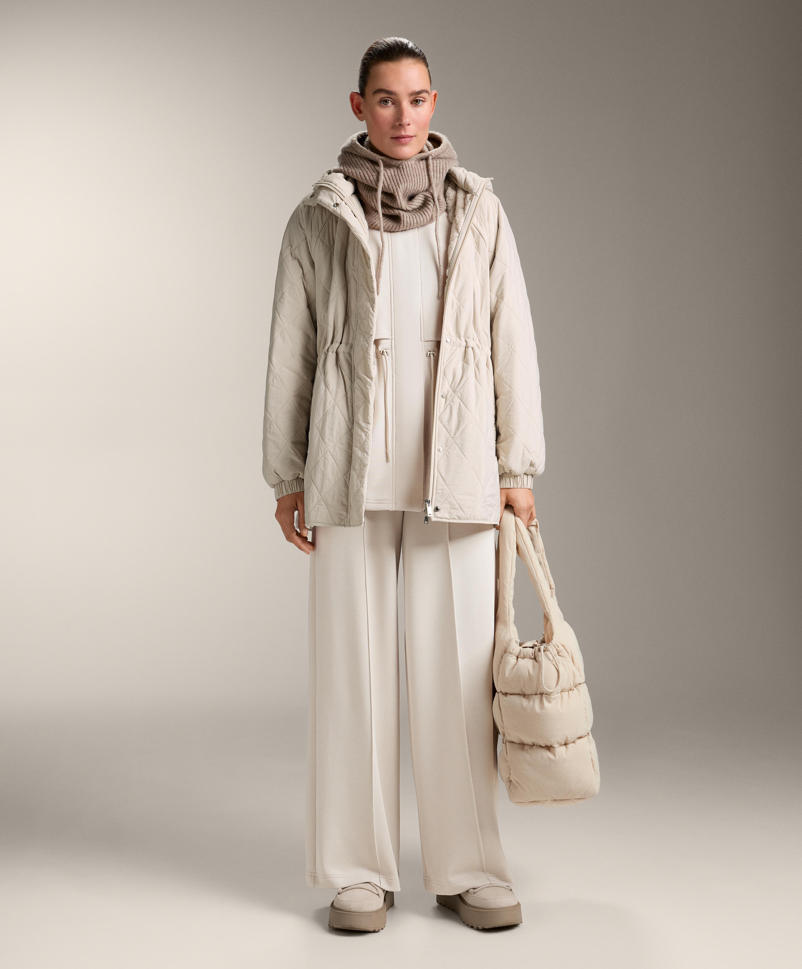 Long soft-touch jacket with modal and pockets — PALE MINK