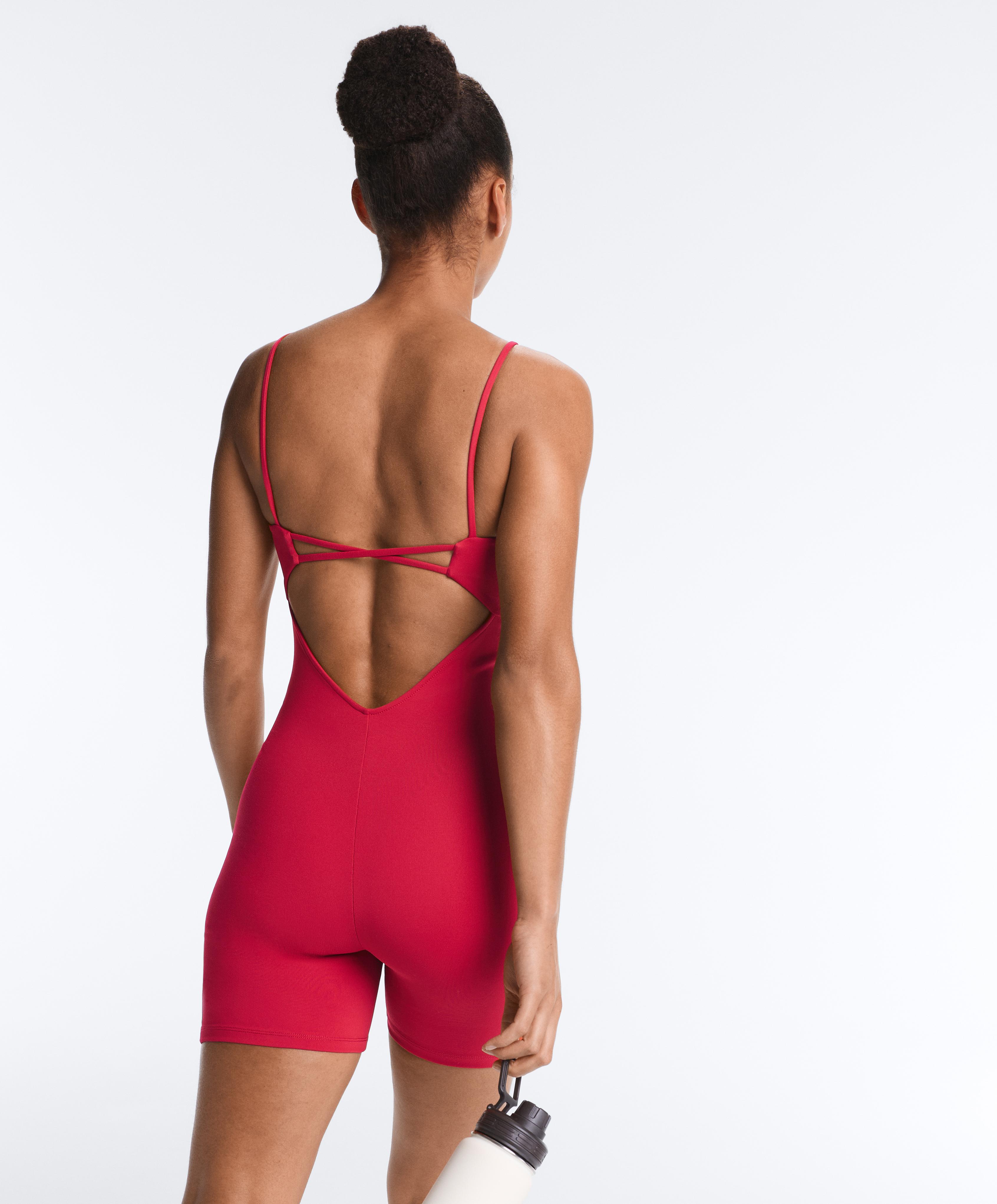 Evermove open-back short jumpsuit — RED