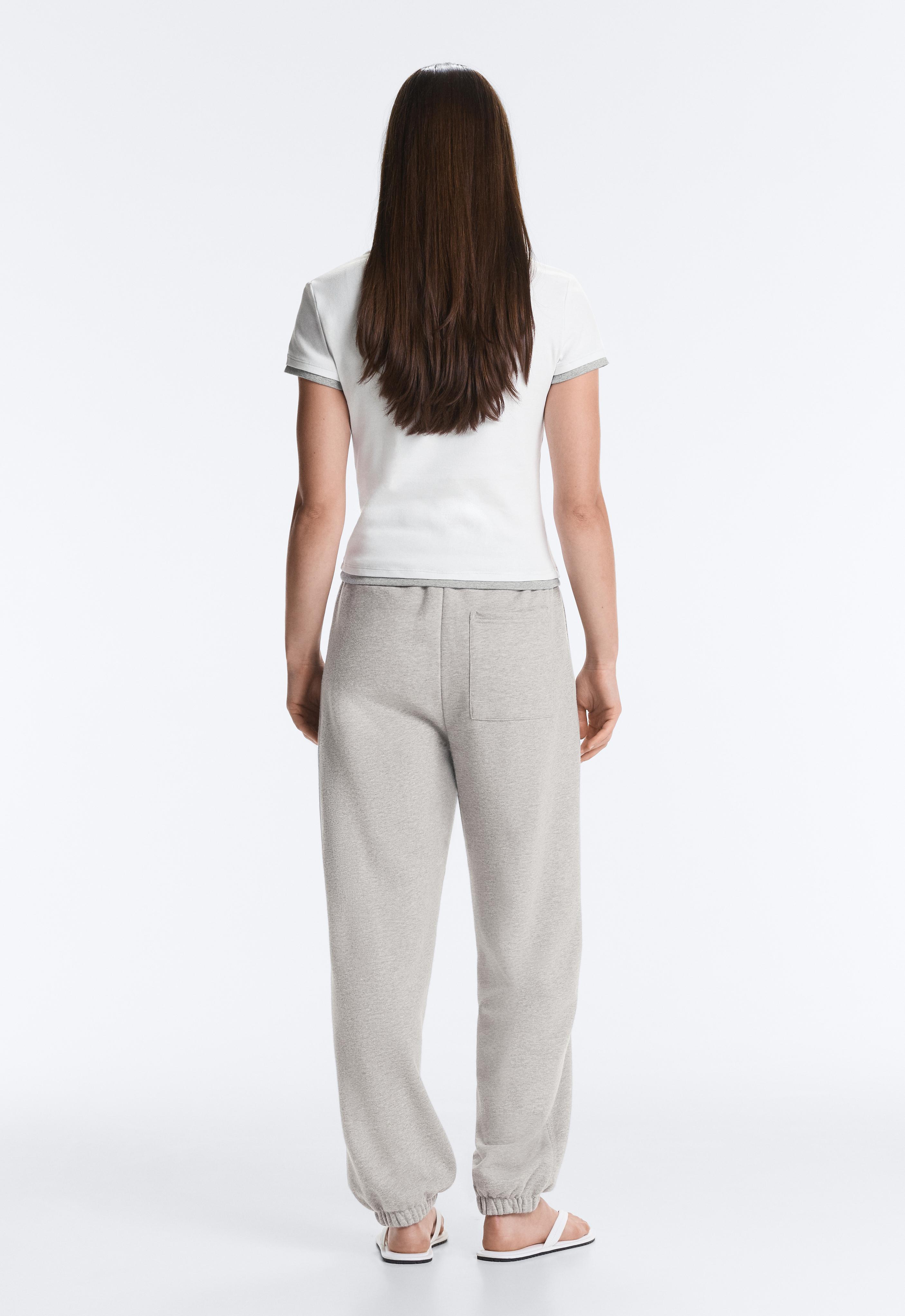 Marl fleece joggers — MID-GREY MELANGE
