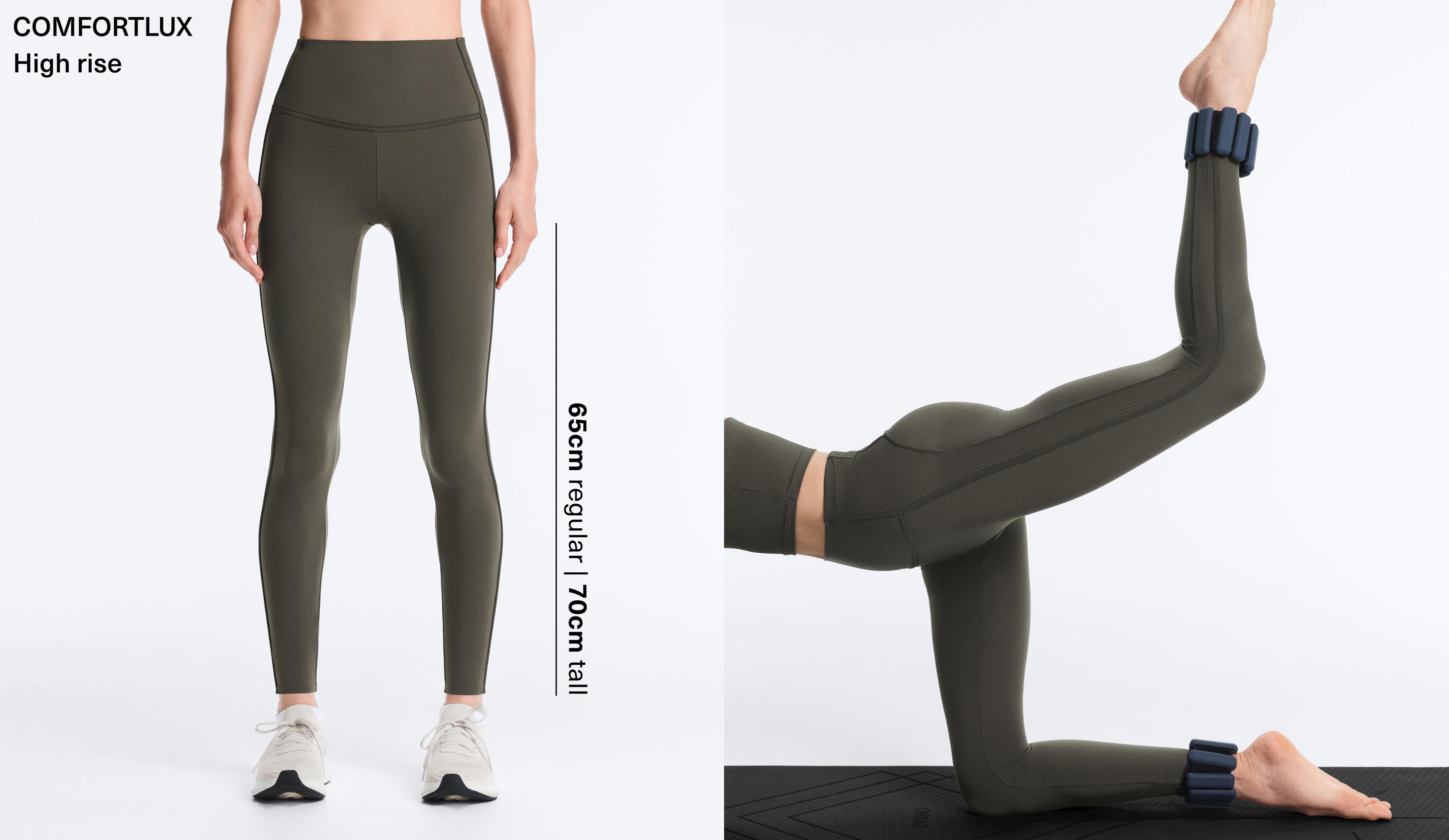 Comfortlux high rise rib ankle-length leggings — GREEN