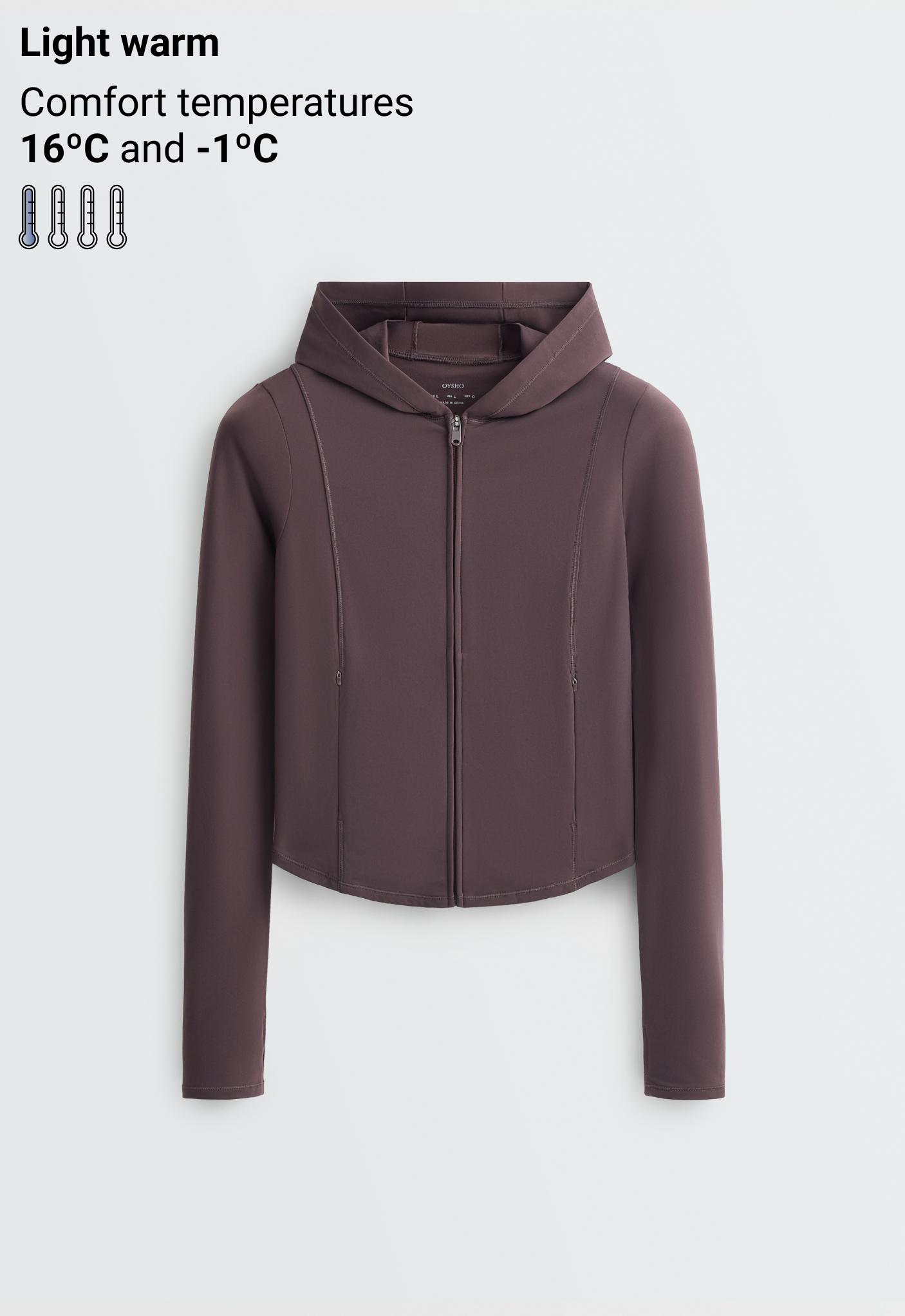 Light warm cropped technical jacket — Purplish brown