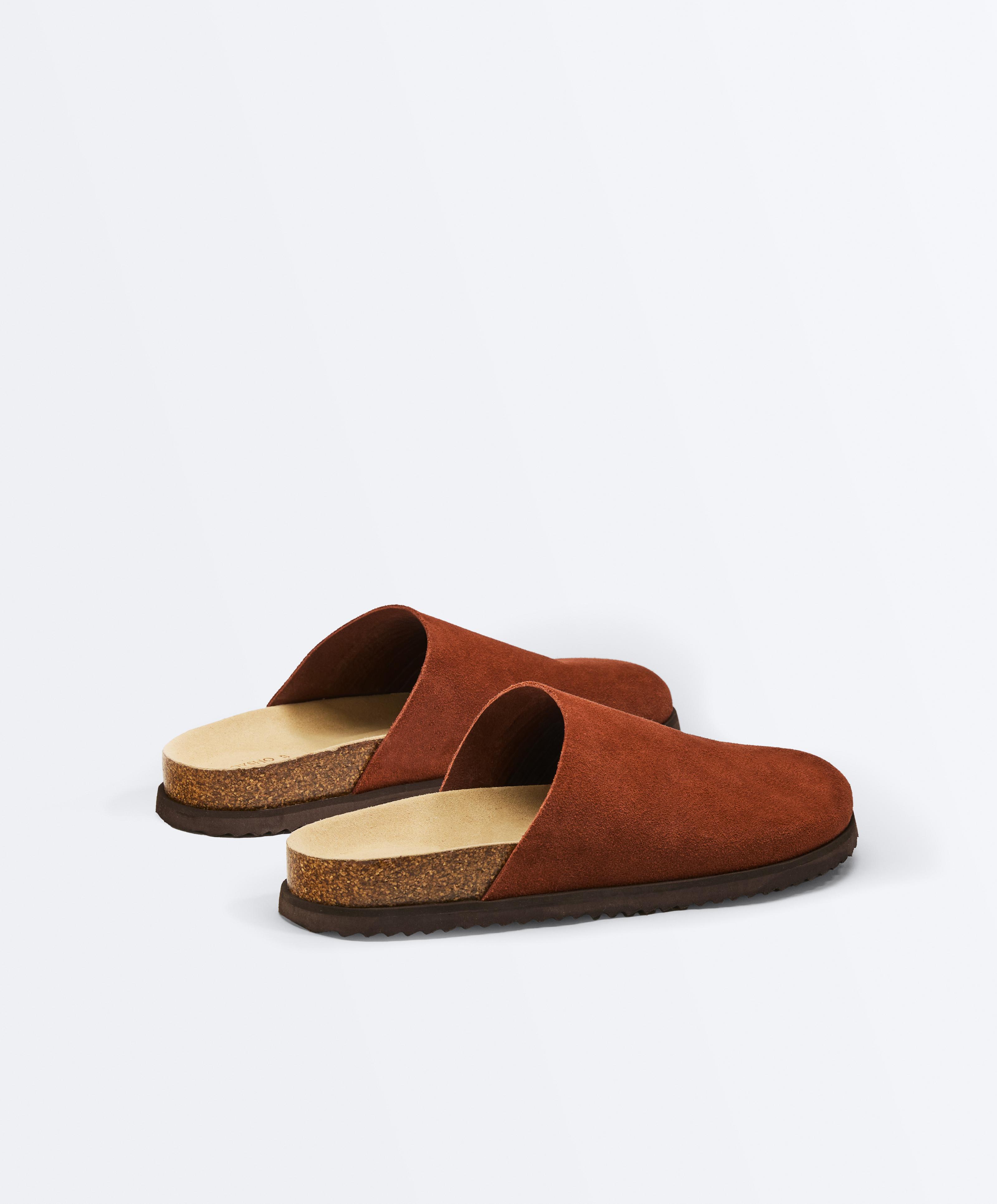 Split leather mules — BURNT ORANGE