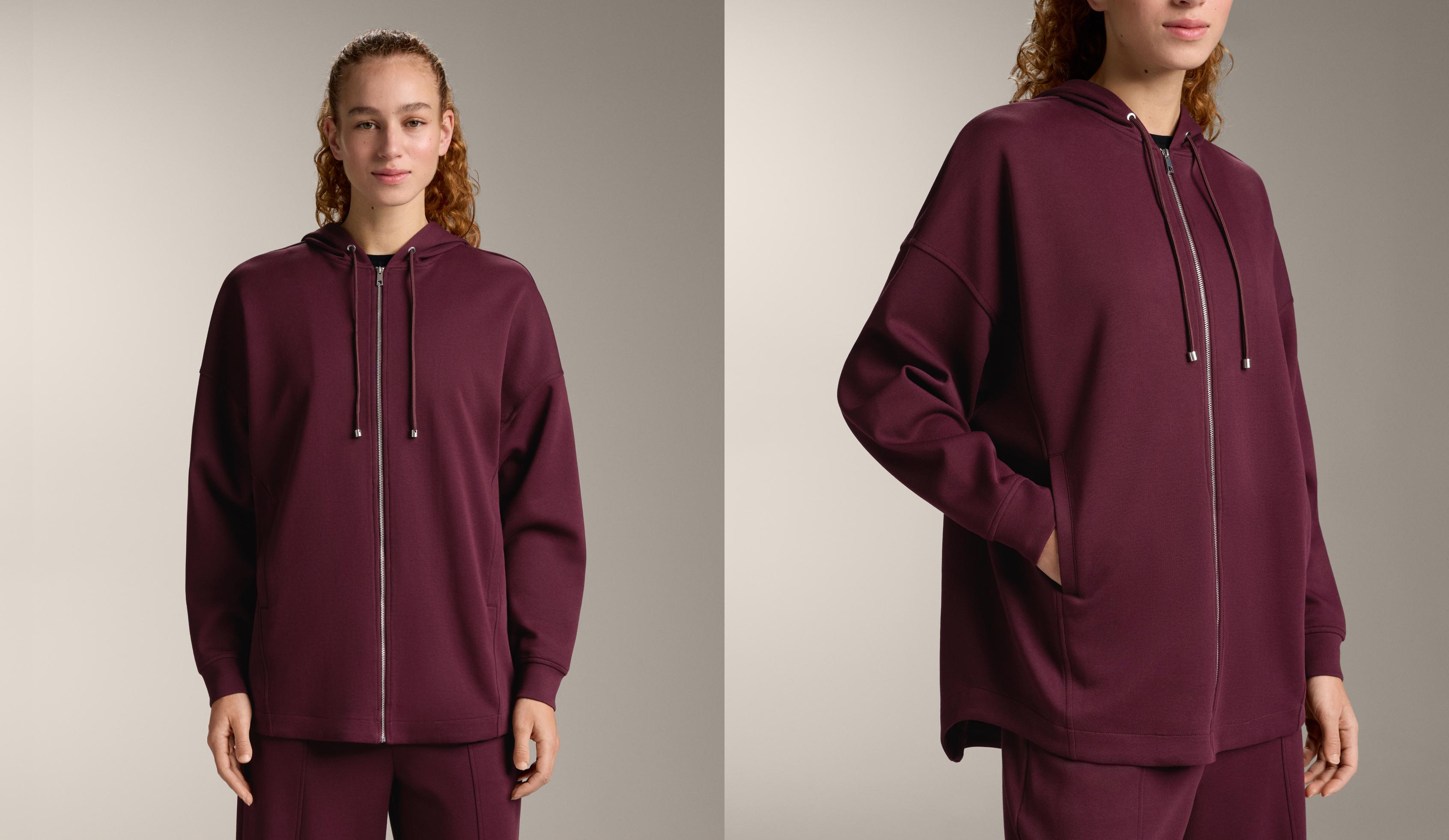 Jachetă oversize cu glugă piqué cu bumbac Jachetă oversize cu glugă piqué cu bumbac